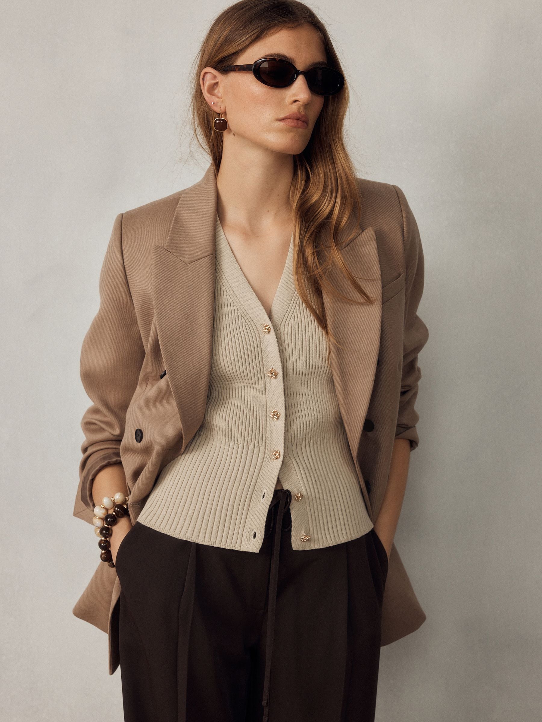Tie Waist Wide Leg Trousers - Chocolate Brown - Regular - Location Worn