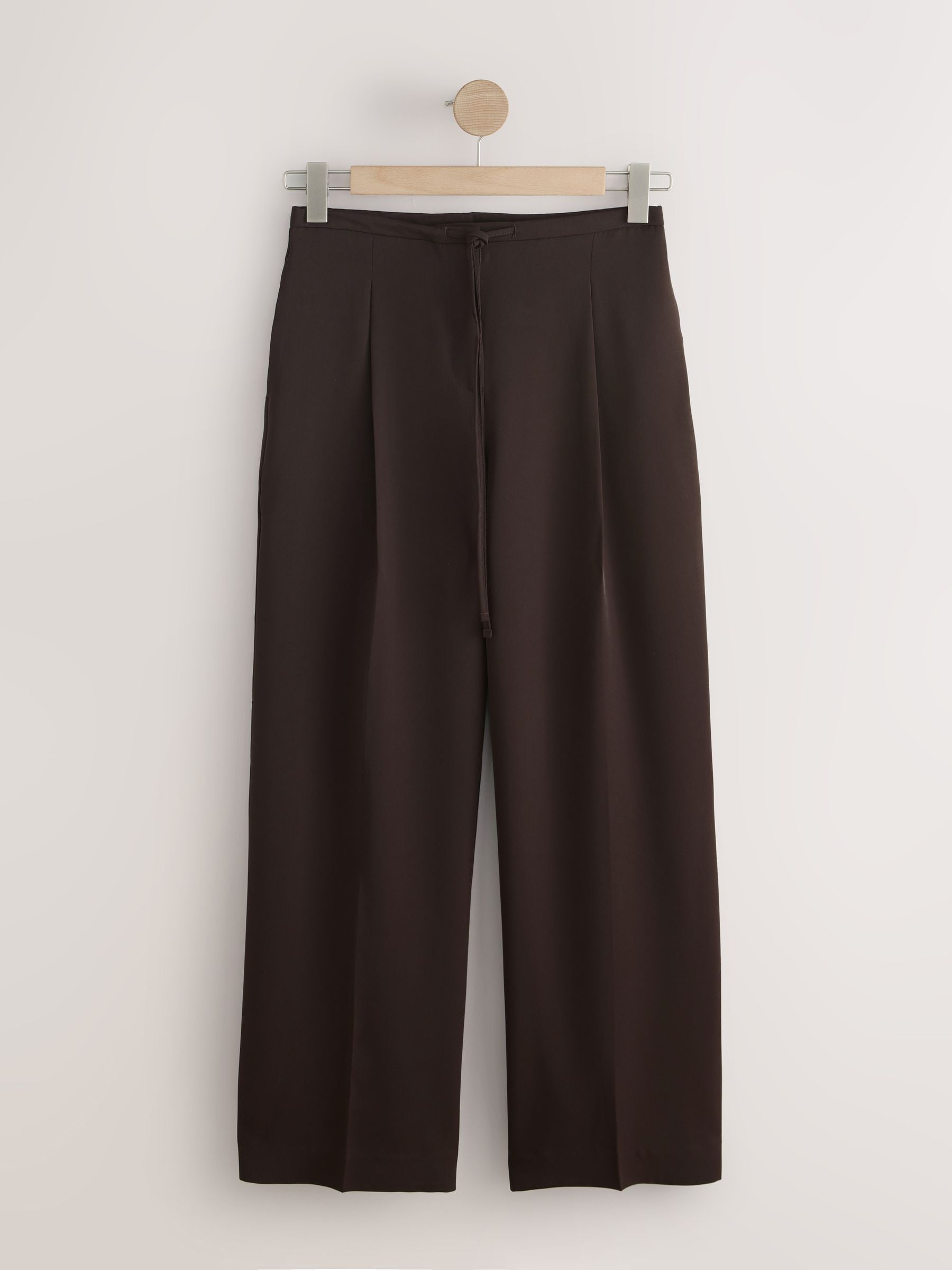 Tie Waist Wide Leg Trousers - Chocolate Brown - Regular - SIP Still Life