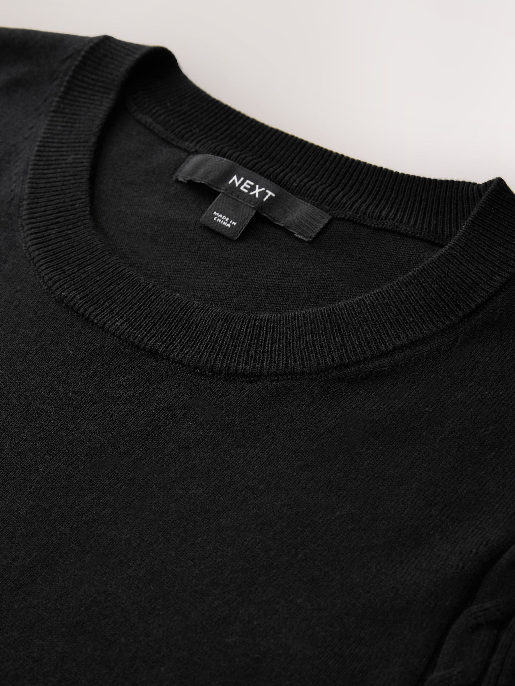 Cotton Rich Soft Touch Long Sleeve Crew Neck Jumper - Black - Regular - SIP Still Life