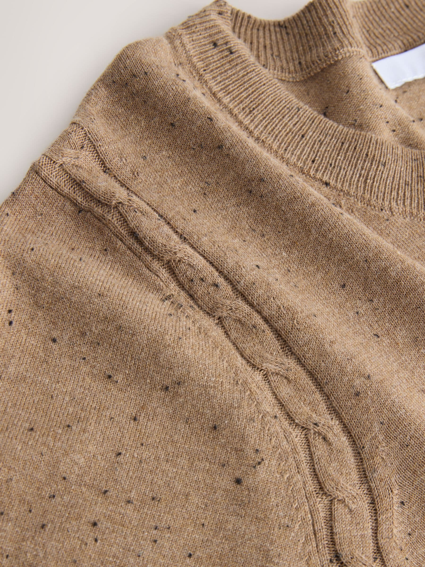 Cotton Rich Soft Touch Long Sleeve Crew Neck Jumper - Camel Neppy - Regular - SIP Still Life