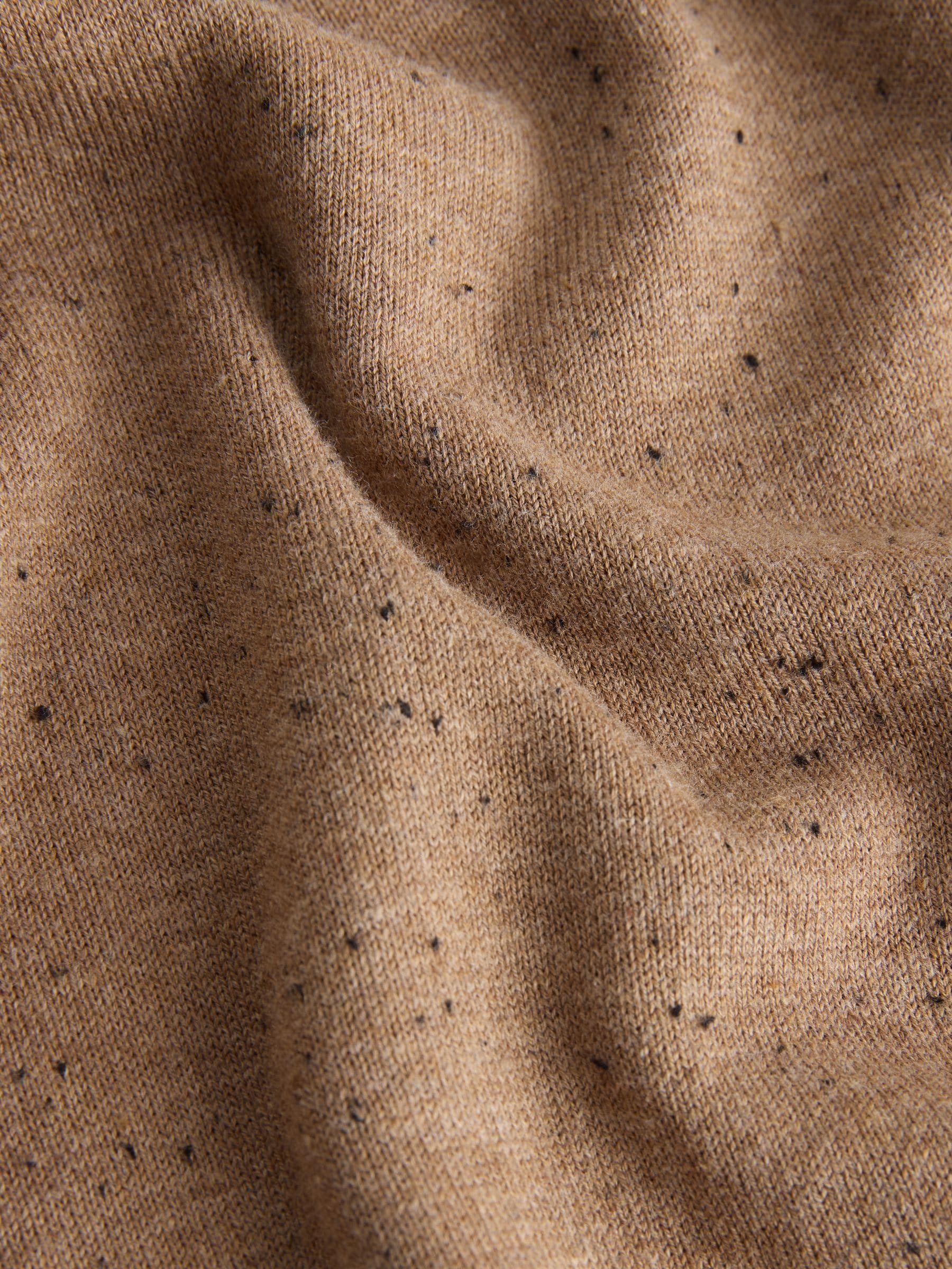 Cotton Rich Soft Touch Long Sleeve Crew Neck Jumper - Camel Neppy - Regular - SIP Still Life