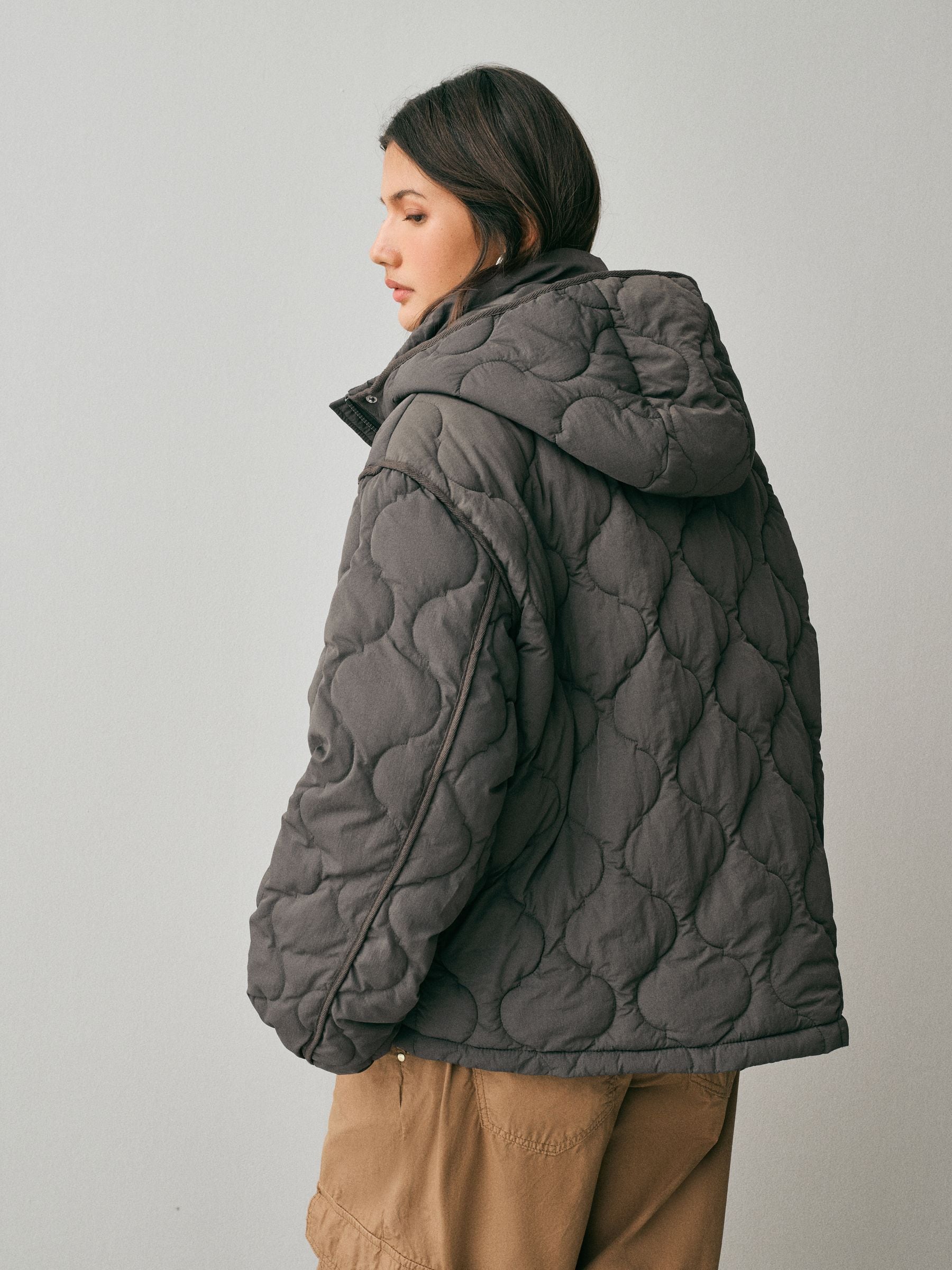 Shower Resistant Lightweight Quilted Jacket - Grey - Regular - SIP Worn