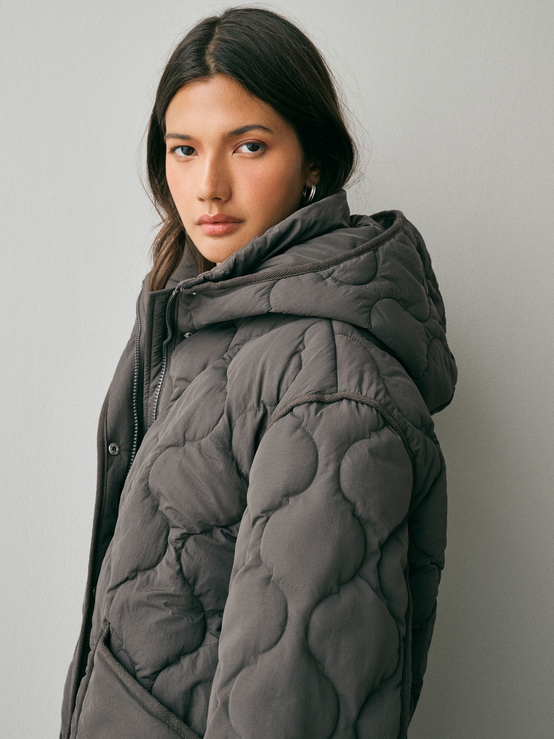 Shower Resistant Lightweight Quilted Jacket - Grey - Regular - SIP Worn