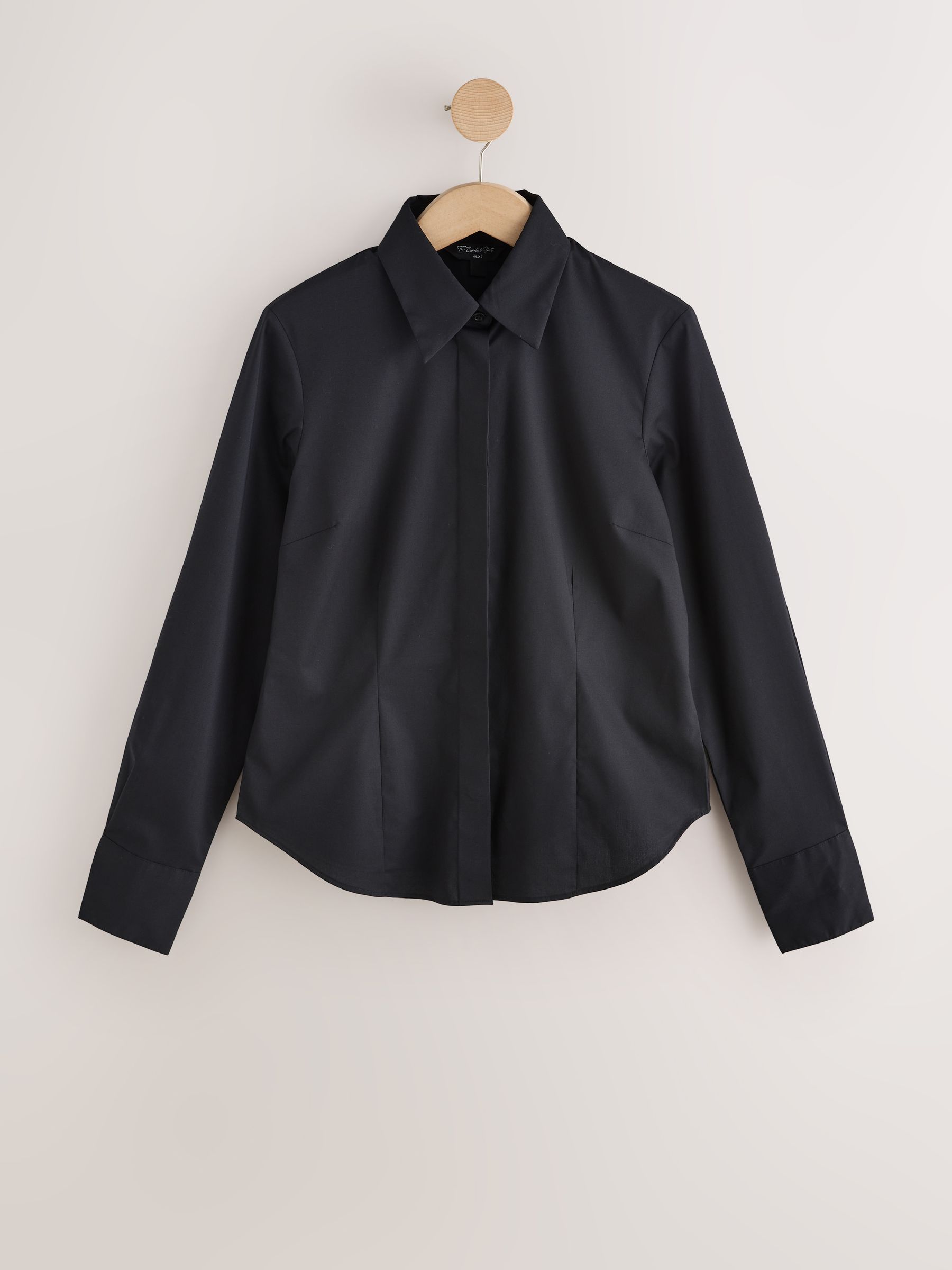 Fitted Stretch Essential Long Sleeve Shirt - Black - Regular - SIP Still Life