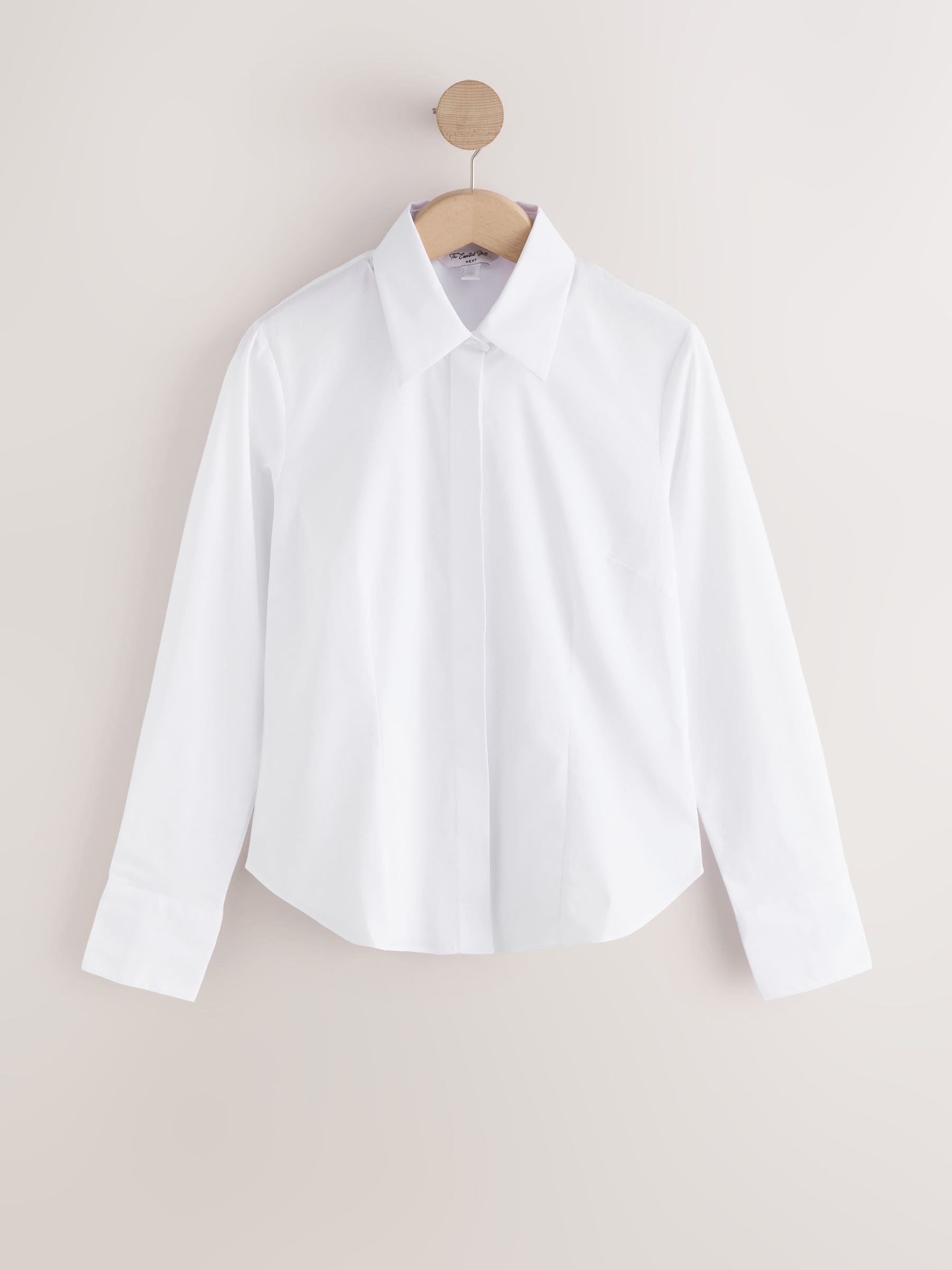 Fitted Stretch Essential Long Sleeve Shirt - White - Regular - SIP Still Life