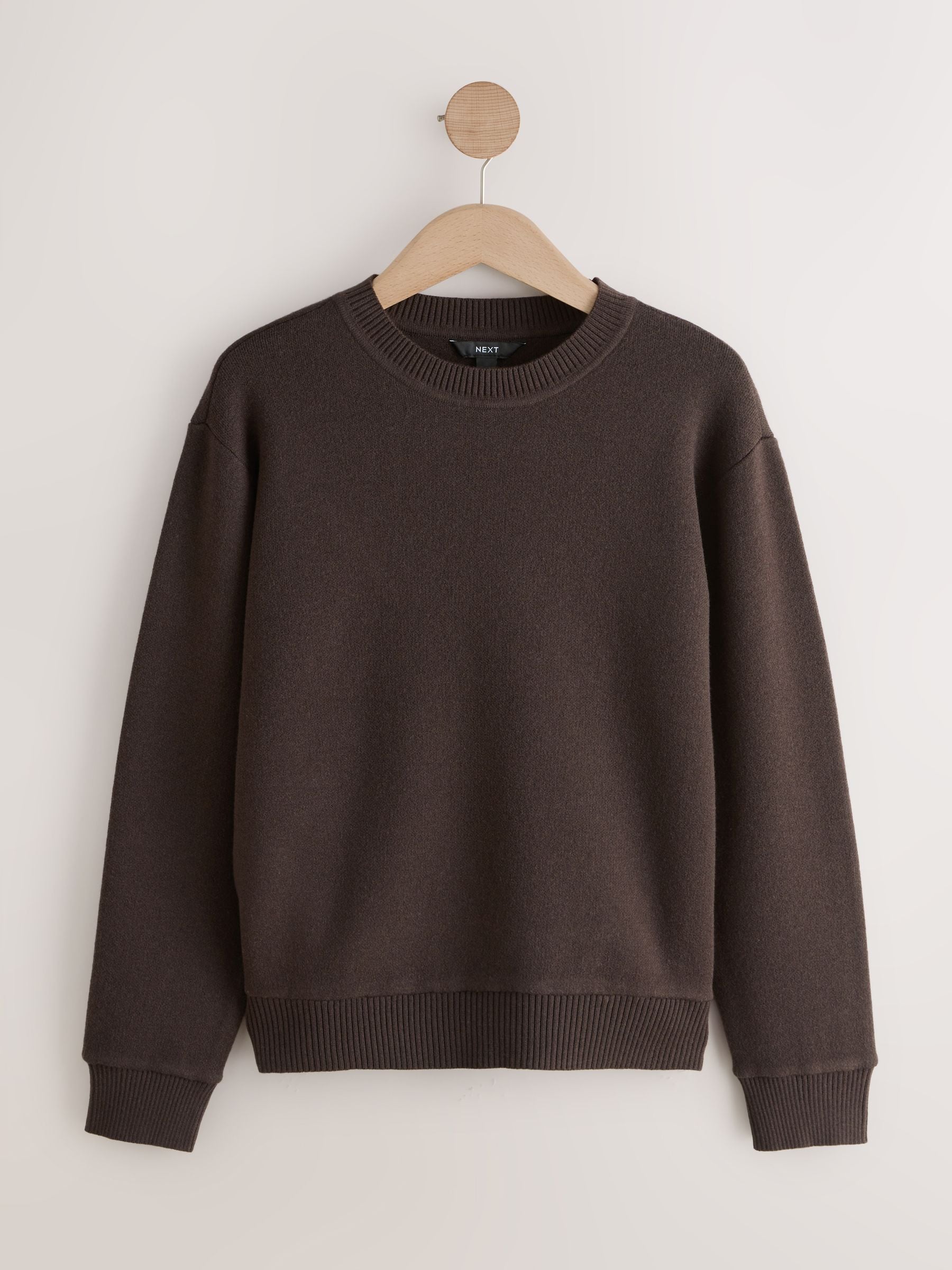 Long Sleeve Crew Neck Cosy Knit Jumper - Chocolate Brown - Regular - SIP Still Life