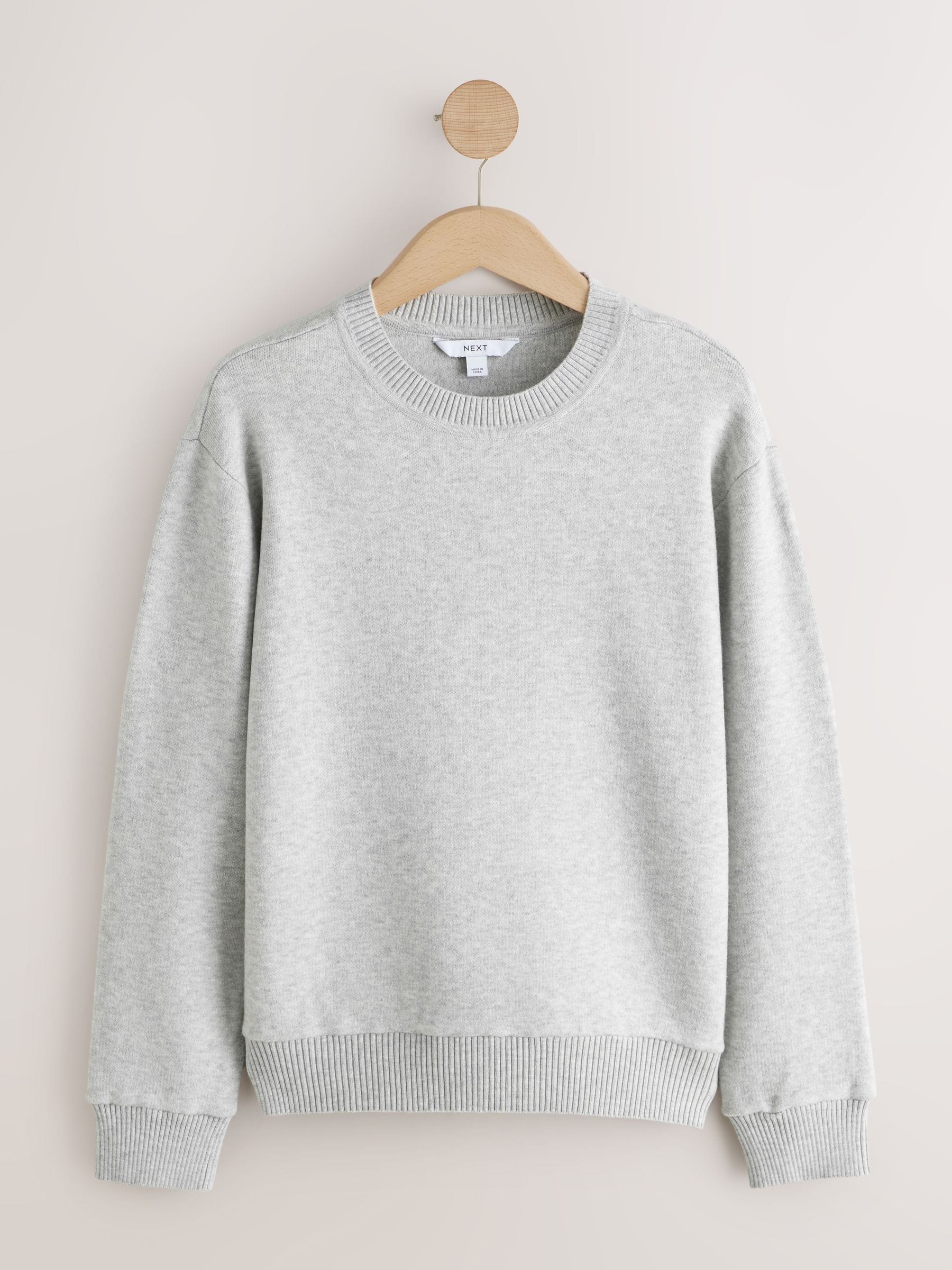 Long Sleeve Crew Neck Cosy Knit Jumper - Grey - Regular - SIP Still Life
