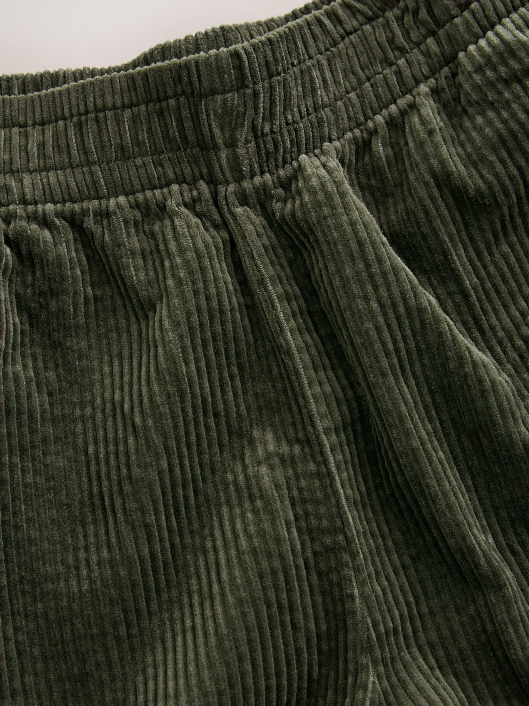 Wide Leg Soft Cord Trousers - Khaki Green - Regular - SIP Still Life