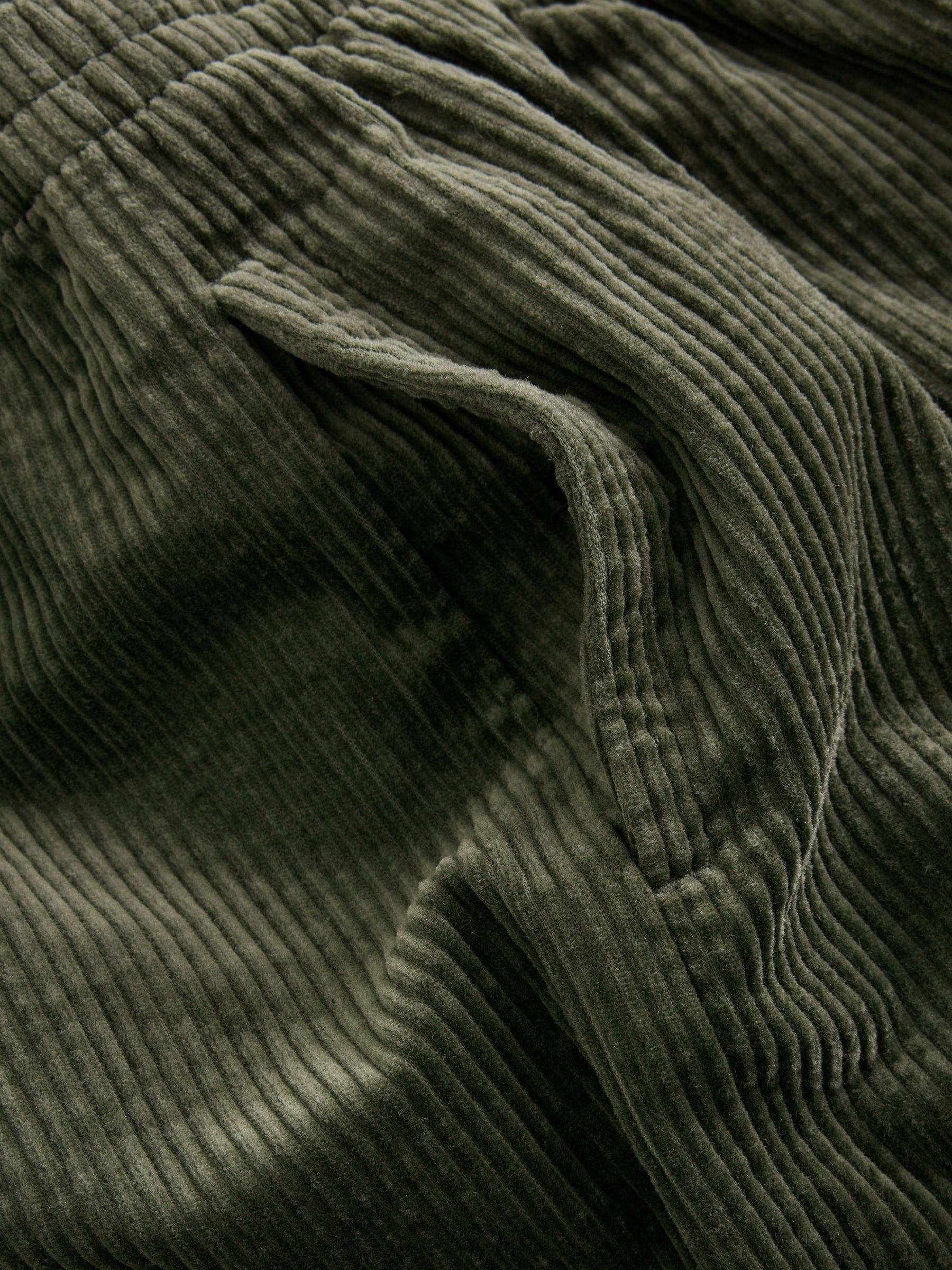 Wide Leg Soft Cord Trousers - Khaki Green - Regular - SIP Still Life