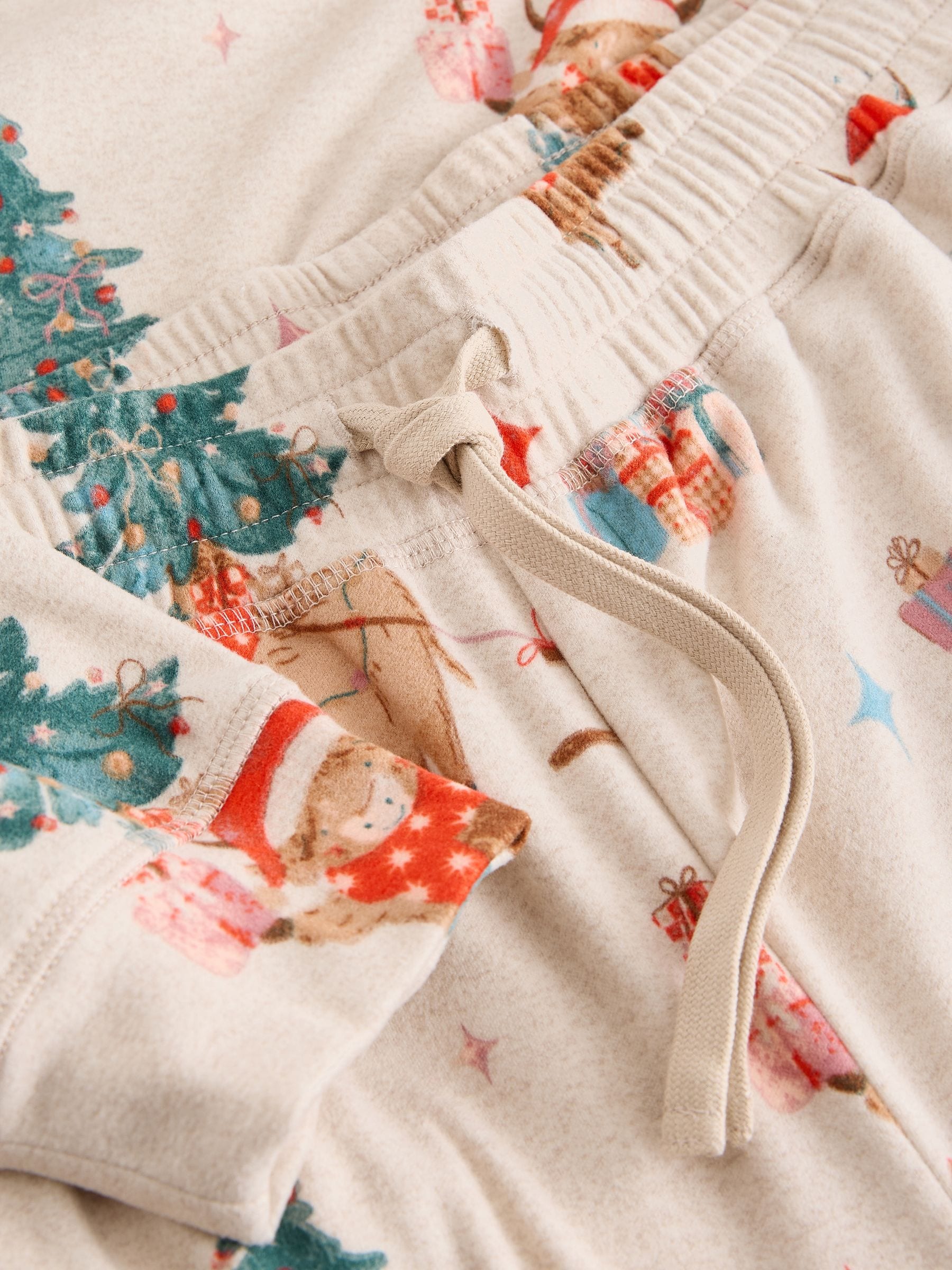 Family Matching Christmas Cosy Long Sleeve Pyjamas - Oatmeal Hamish The Highland Cow - Regular - SIP Still Life