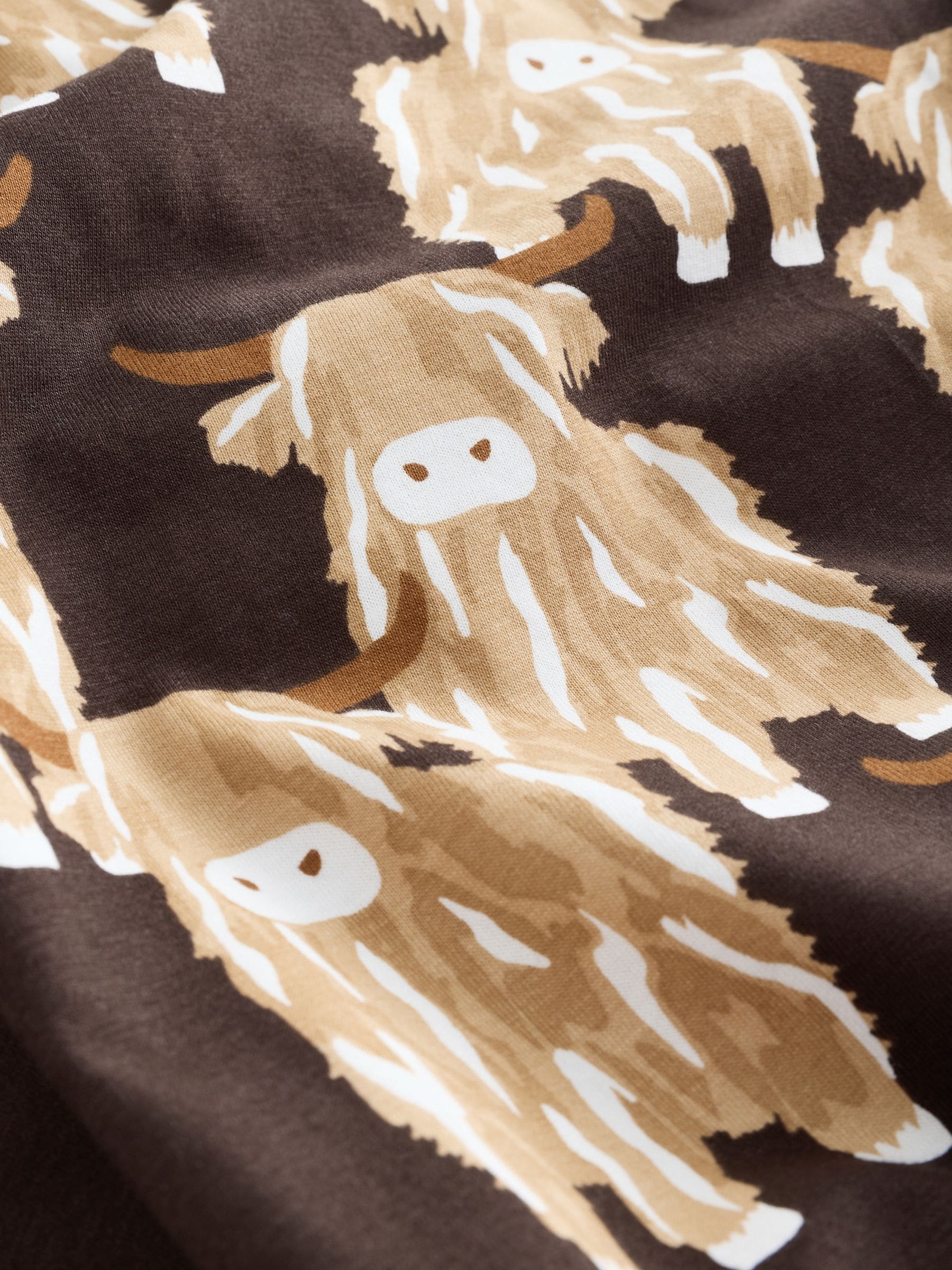 Short Sleeve Pyjamas - Chocolate Brown Hamish The Highland Cow - Regular - SIP Still Life