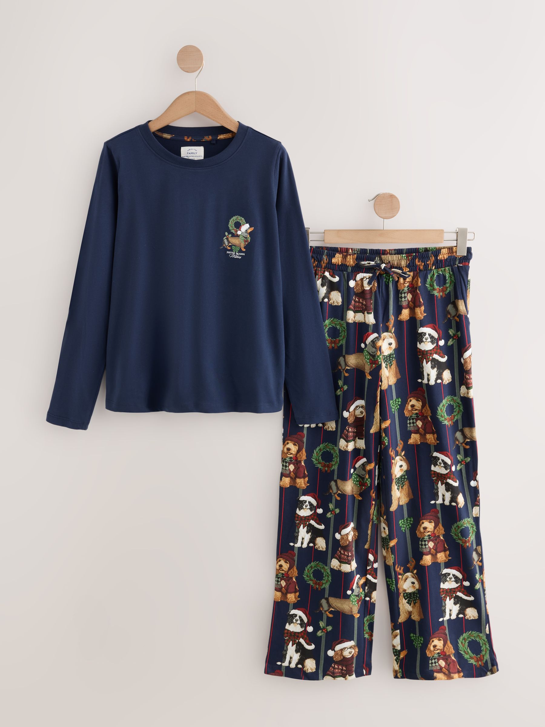 Matching Family Christmas Long Sleeve Pyjamas - Navy Dog - Regular - SIP Still Life