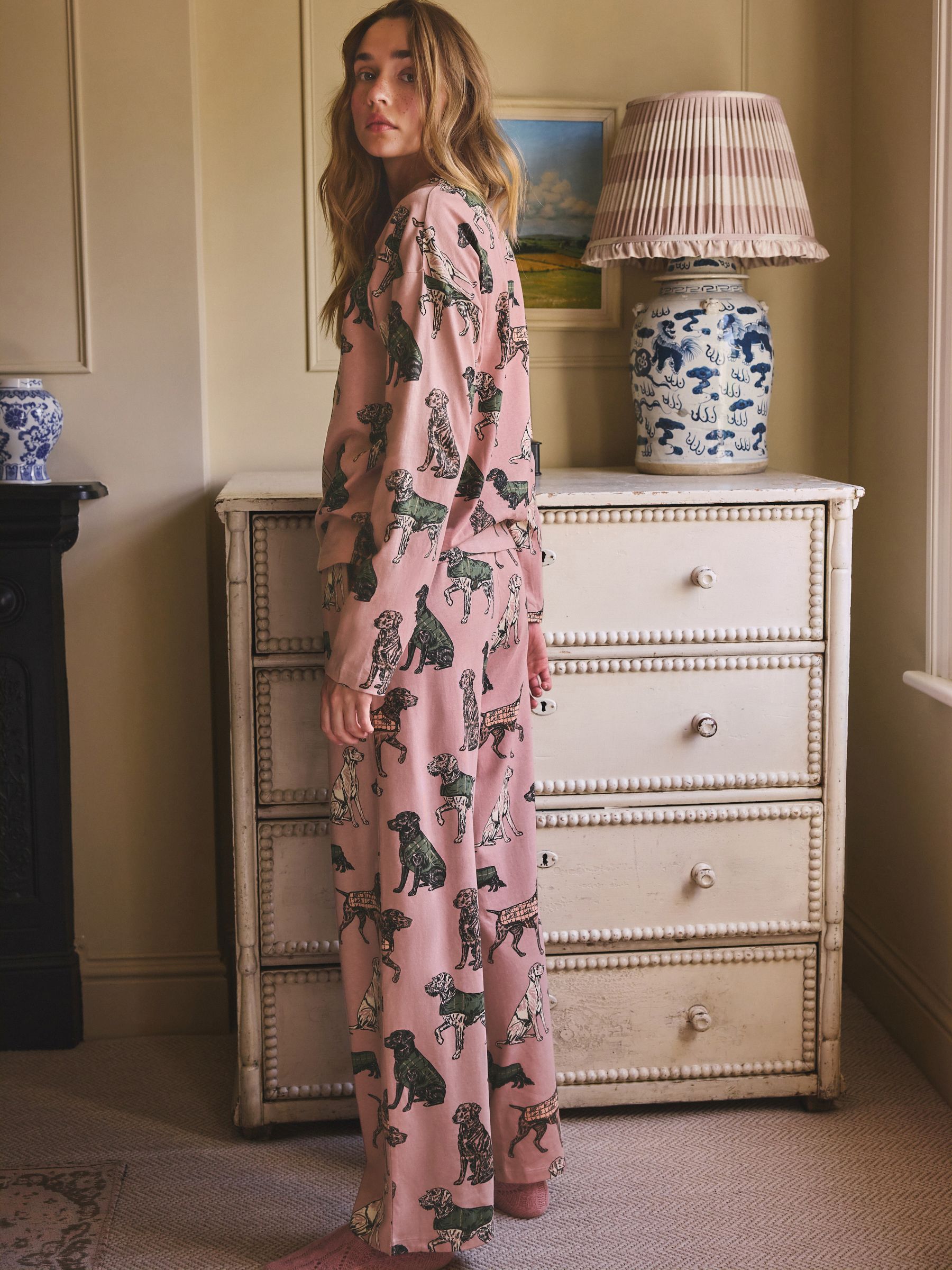 Long Sleeve Pyjamas - Pink Dogs - Regular - Location Worn