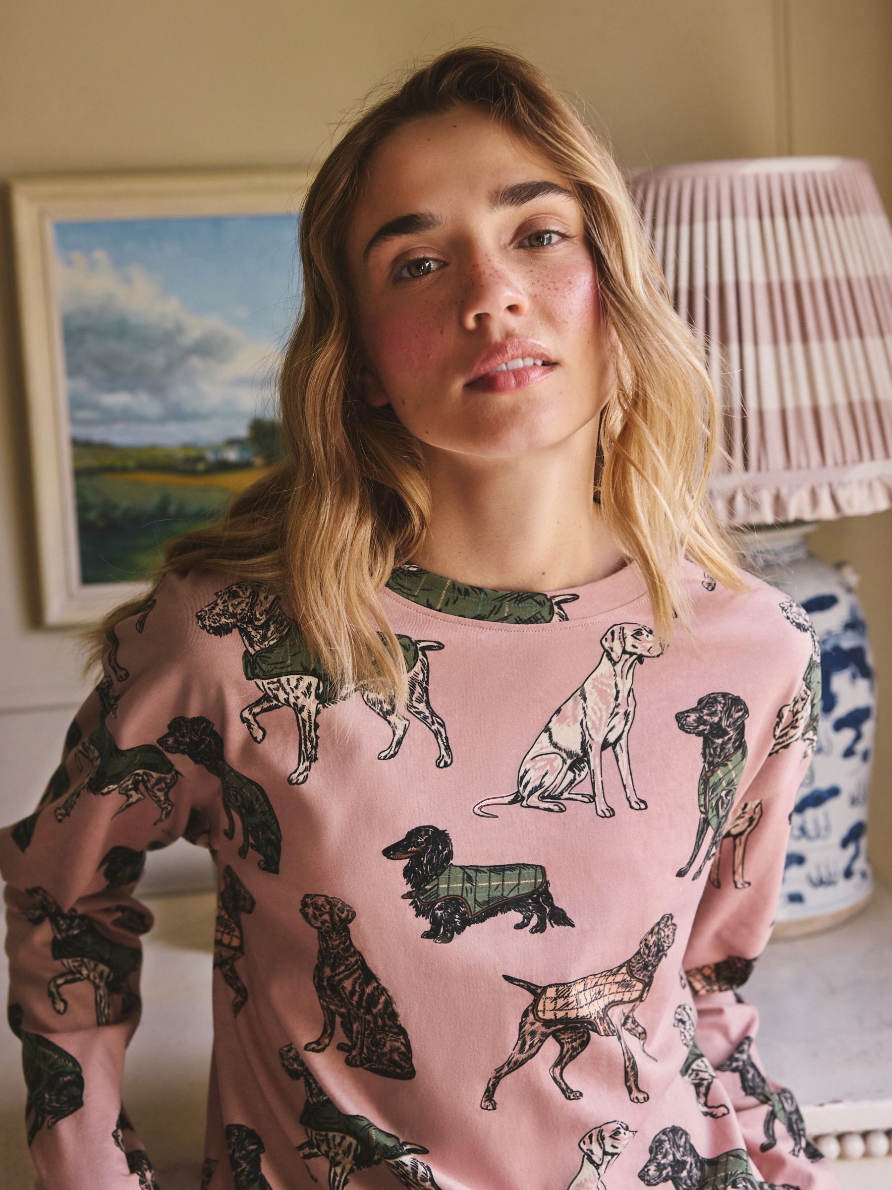 Long Sleeve Pyjamas - Pink Dogs - Regular - Location Worn