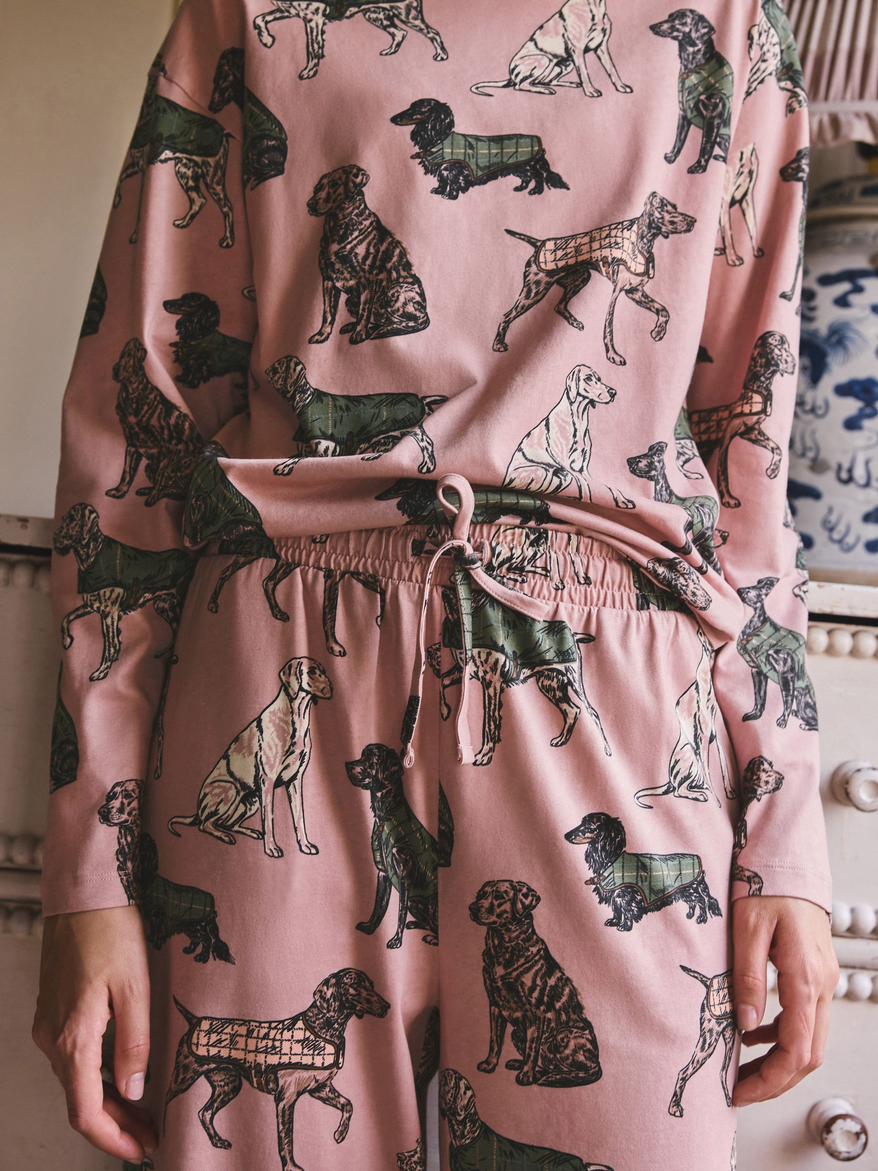 Long Sleeve Pyjamas - Pink Dogs - Regular - Location Worn