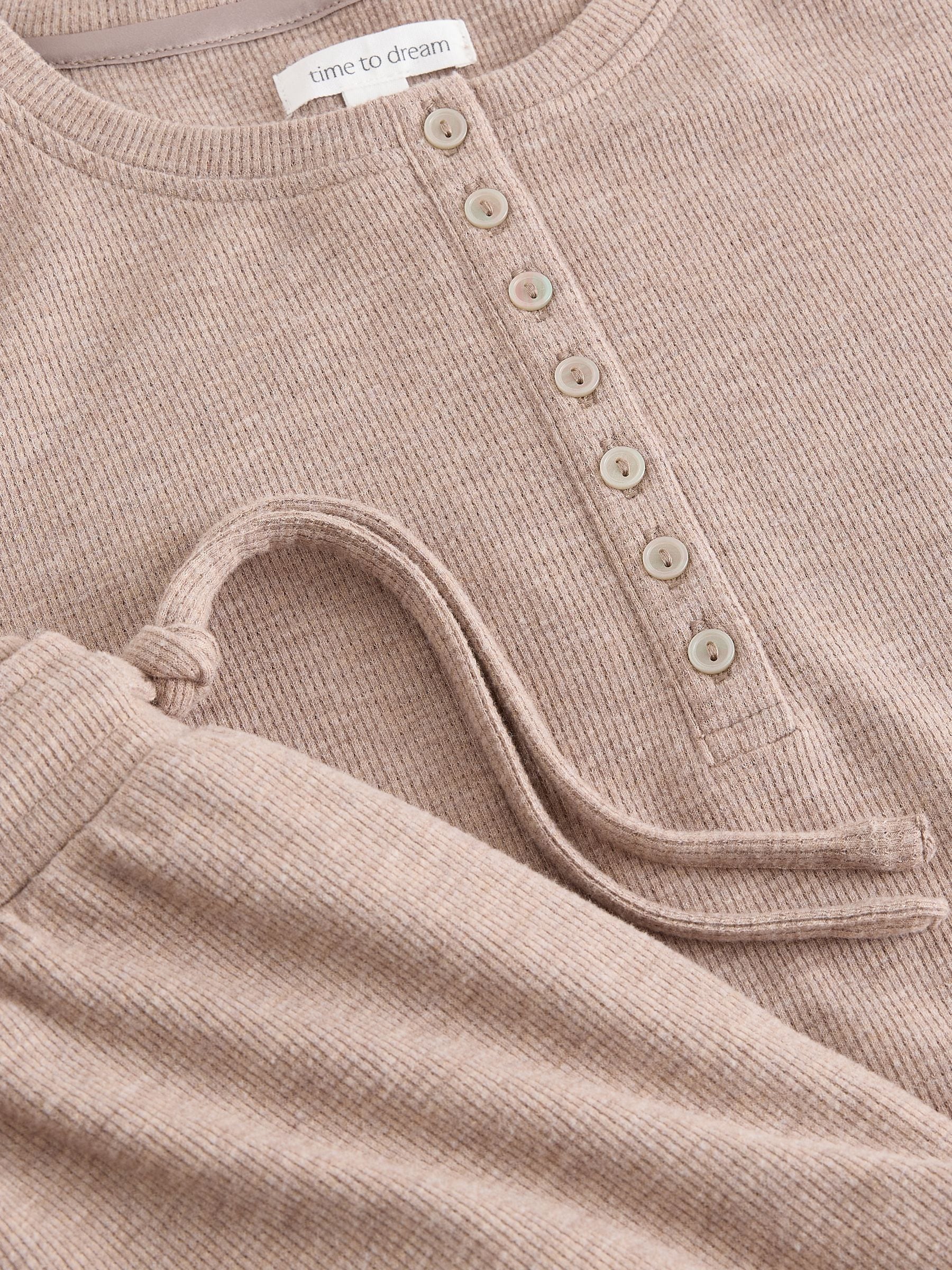 Cosy Waffle Long Sleeve Henley Pyjamas - Neutral - Regular - SIP Still Life