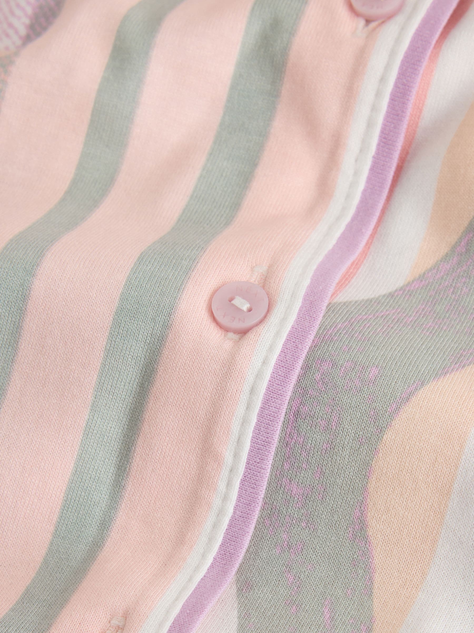 Long Sleeve Button Through Pyjama Set - Pink Stripe - Regular - SIP Still Life