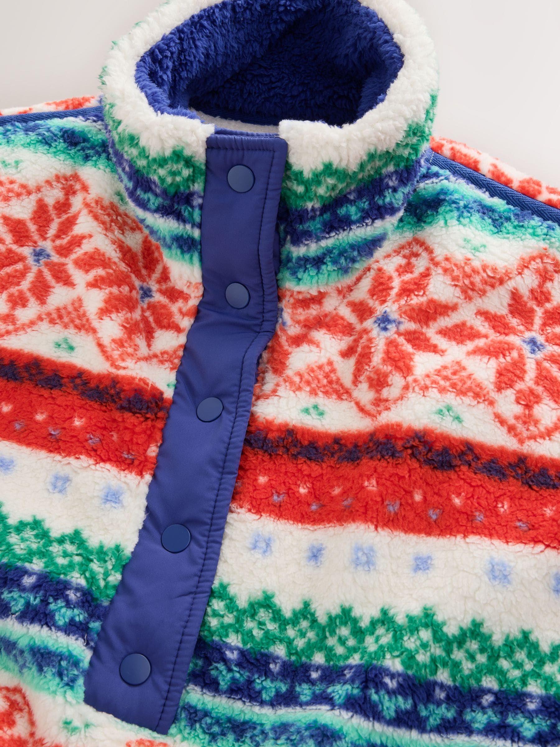 Half Zip Borg Fleece - Red/Green Fairisle - Regular - SIP Still Life