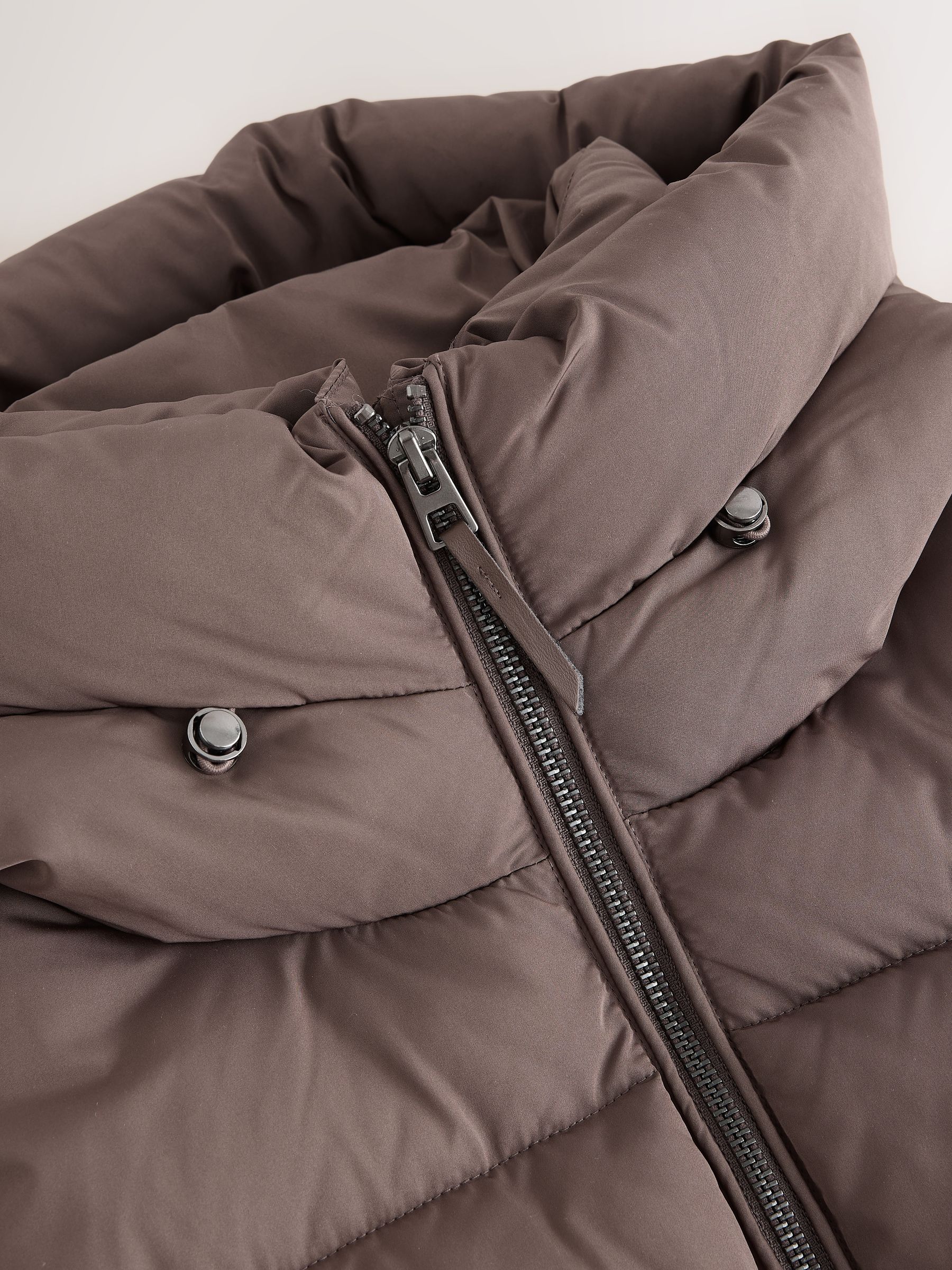 Shower Resistant Hooded Long Padded Puffer Coat - Chocolate Brown - Regular - SIP Still Life