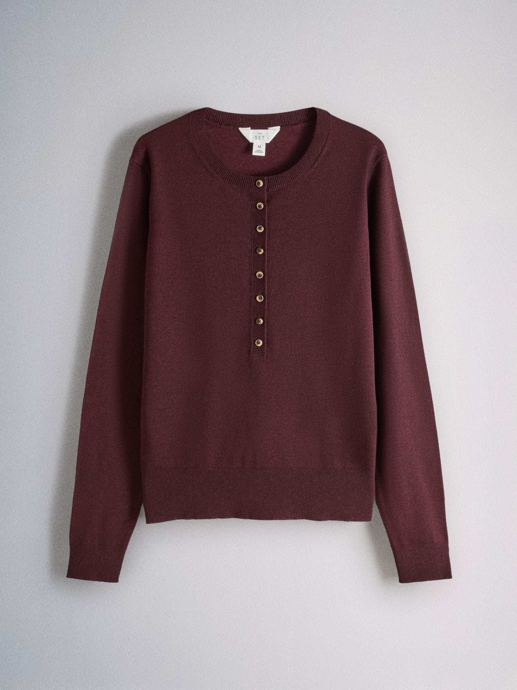 The Set 3 Pack Henley Jumper With Wool - Navy Blue/Light Grey/Burgundy Red - Regular - SIP Still Life