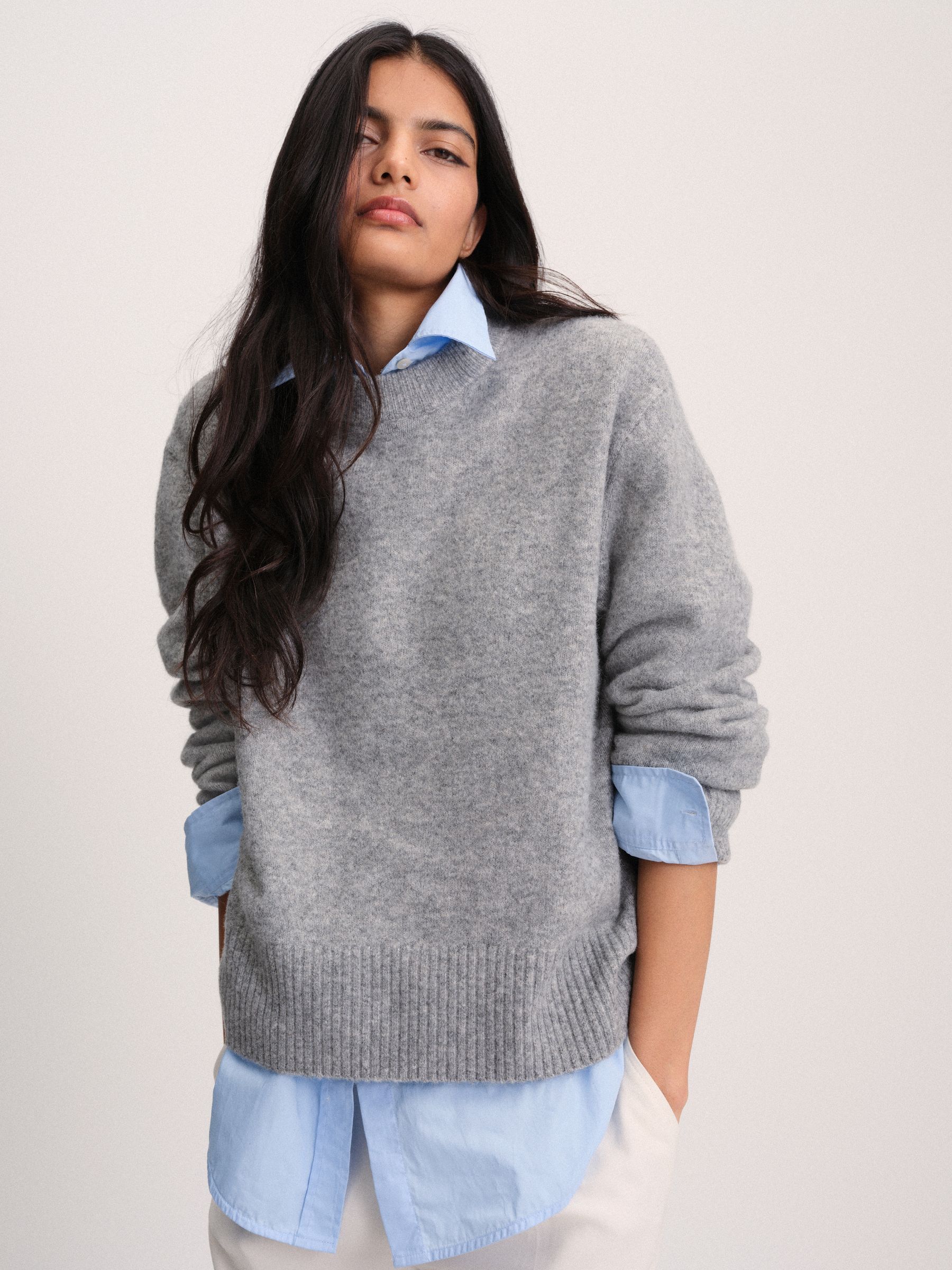 The Set 2 Pack Crew Neck Jumper With Wool - Mid Grey/Burgundy Red - Regular - SIP Worn
