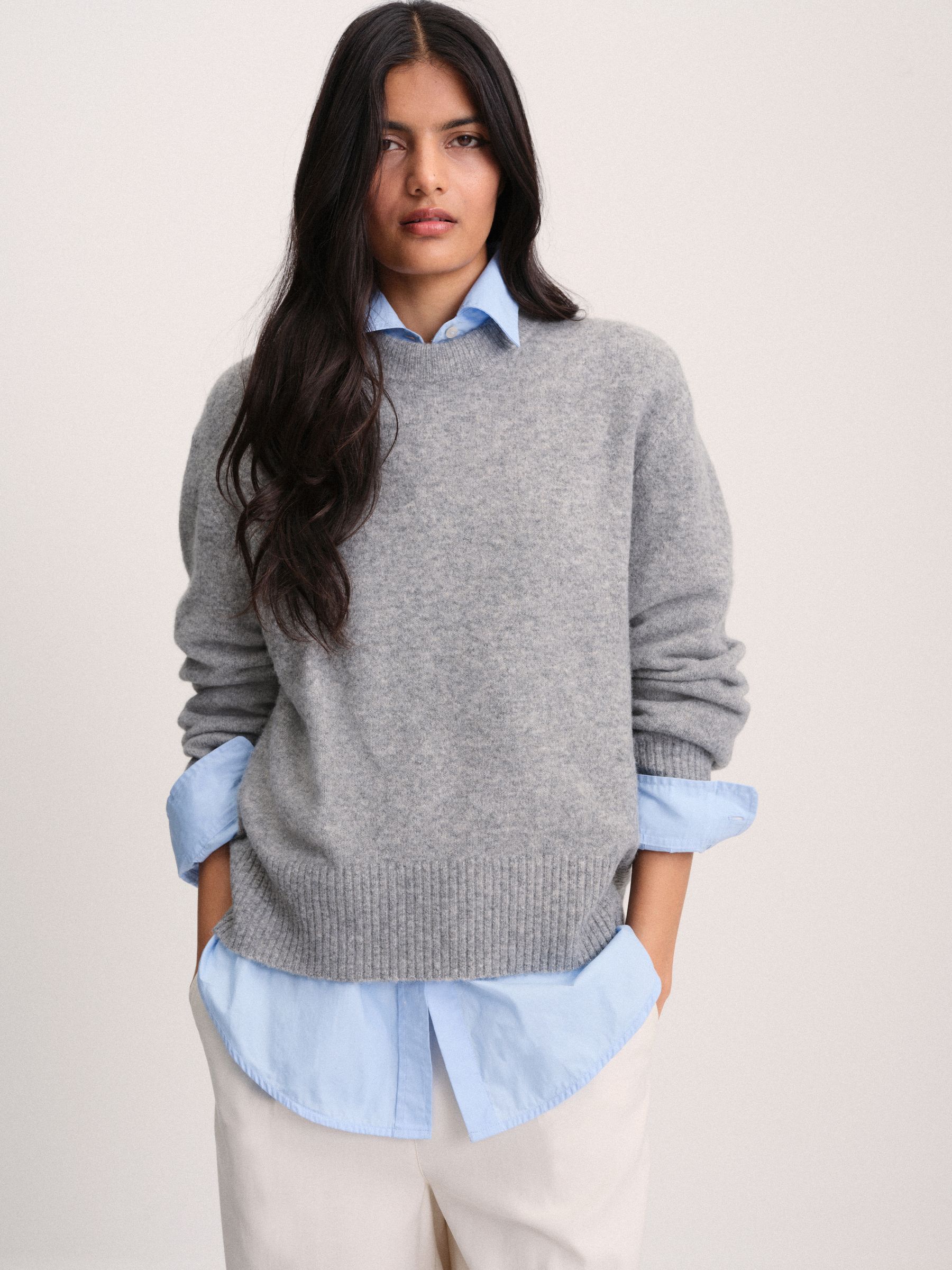 The Set 2 Pack Crew Neck Jumper With Wool - Mid Grey/Burgundy Red - Regular - SIP Worn
