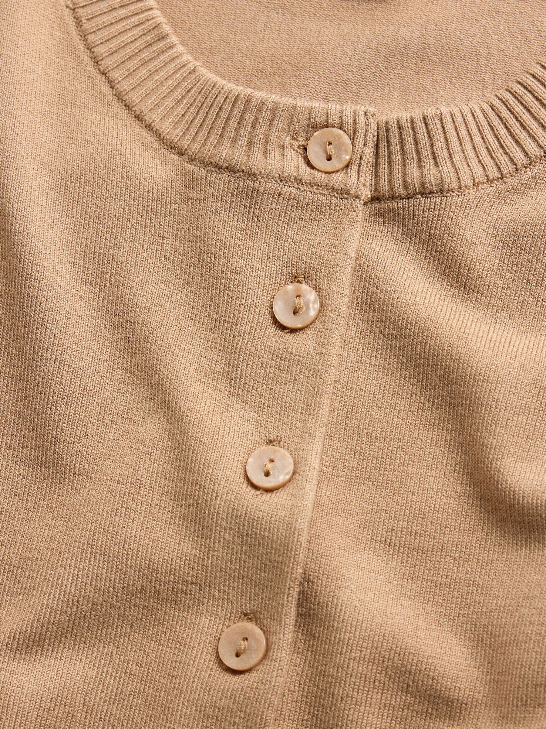The Set Fine Knitted Crew Neck Cardigans - Caramel/Burnt Orange/Navy Blue Stripe - 3 Pack - SIP Still Life