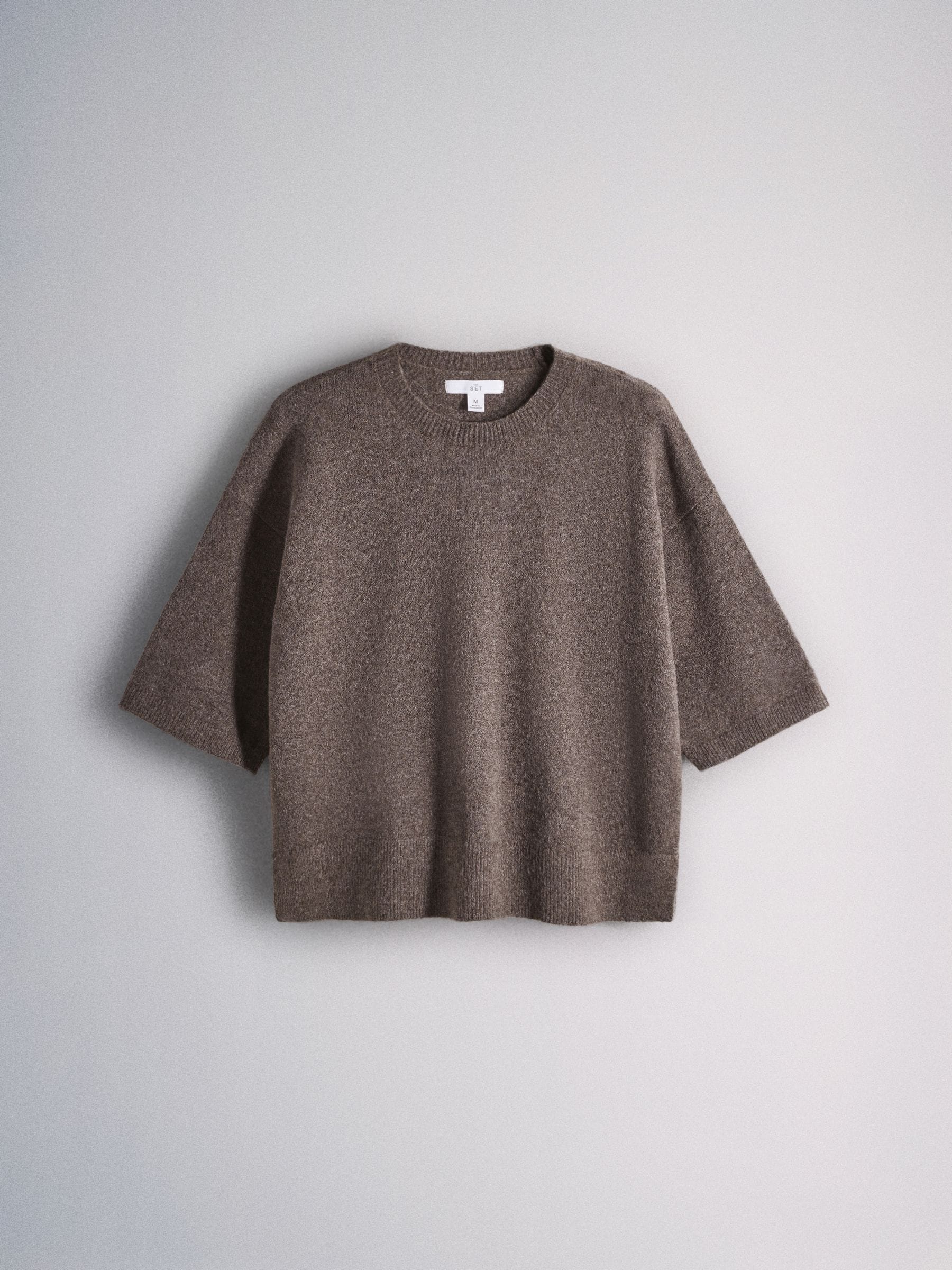 The Set 3 Pack Crew Neck Knitted T-Shirts - Oatmeal/Stone Brown/Chocolate Brown - Regular - SIP Still Life