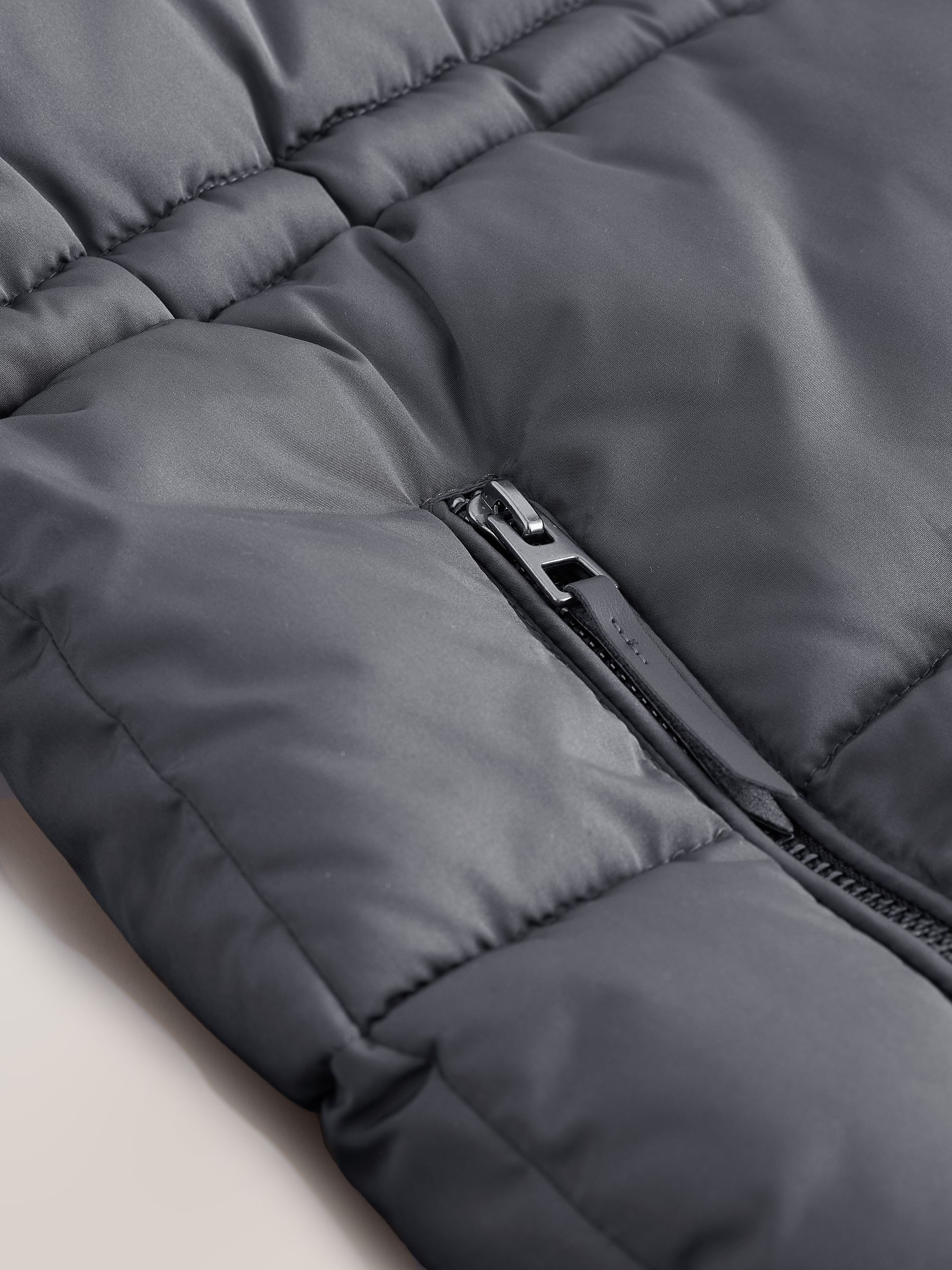 Shower Resistant Hooded Long Padded Puffer Coat - Teal Grey - Regular - SIP Still Life