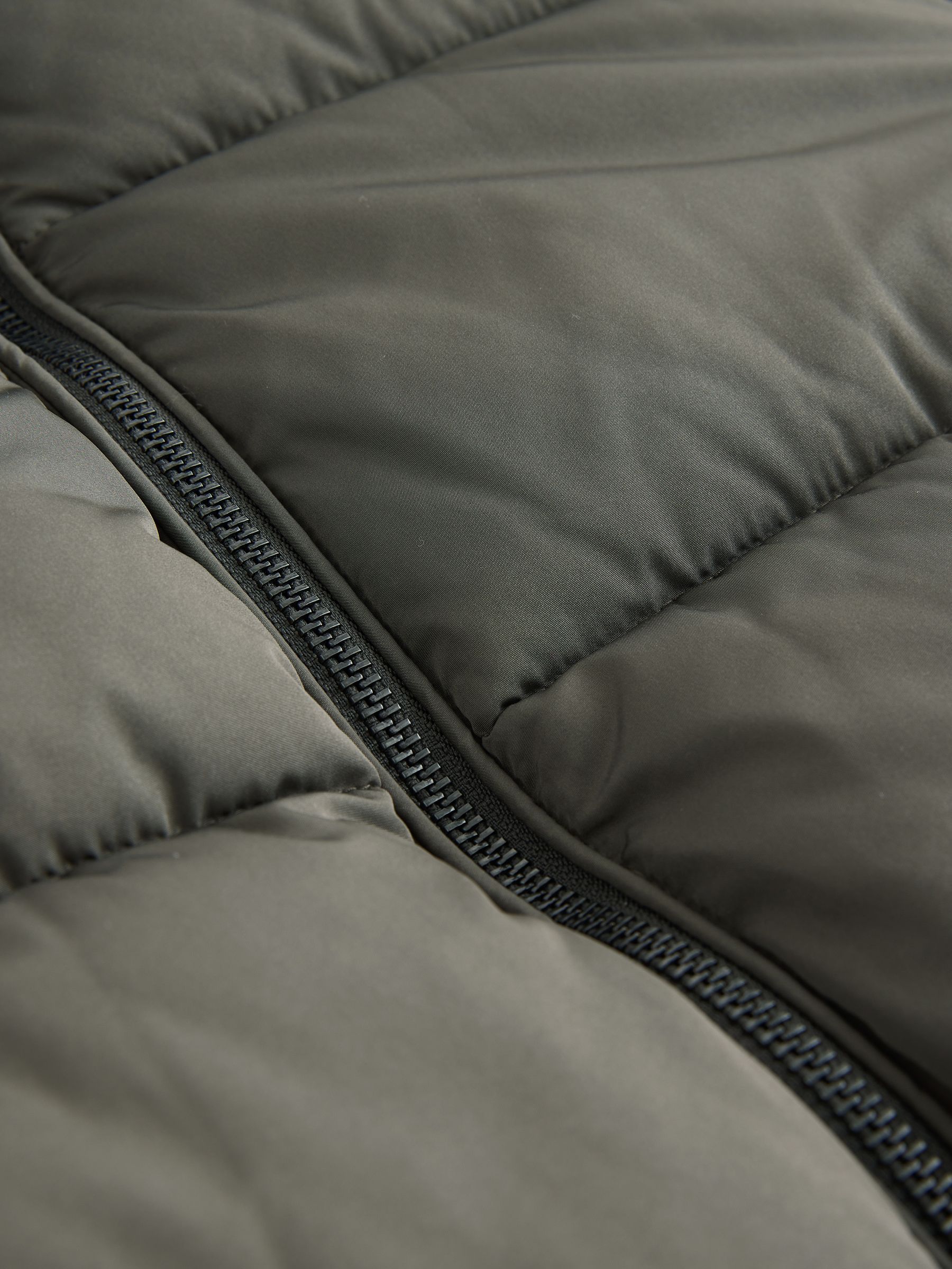 Shower Resistant Hooded Long Padded Puffer Coat - Khaki Green - Regular - SIP Still Life