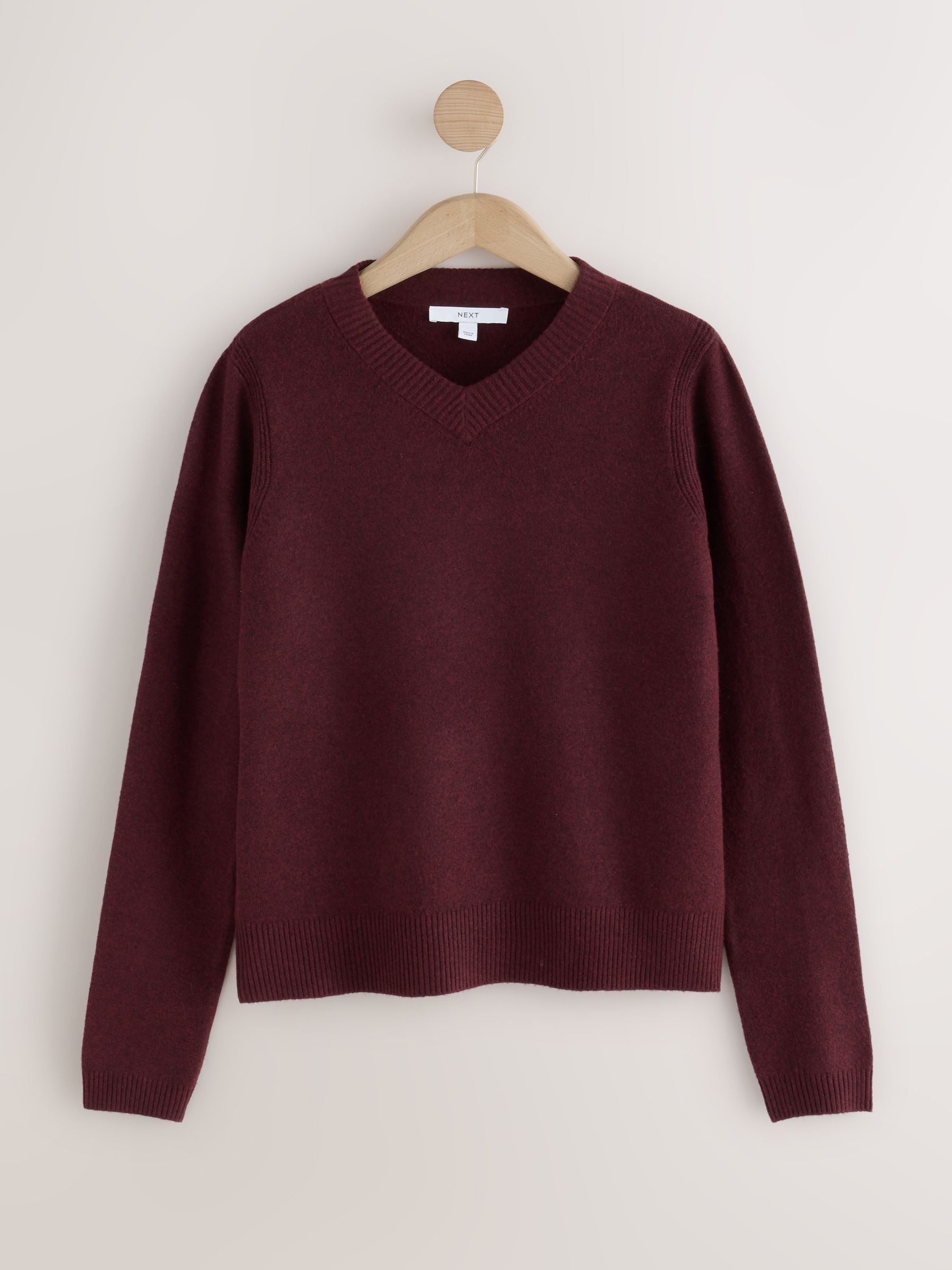 Supersoft V-Neck Long Sleeve Jumper - Burgundy Red - Regular - SIP Still Life