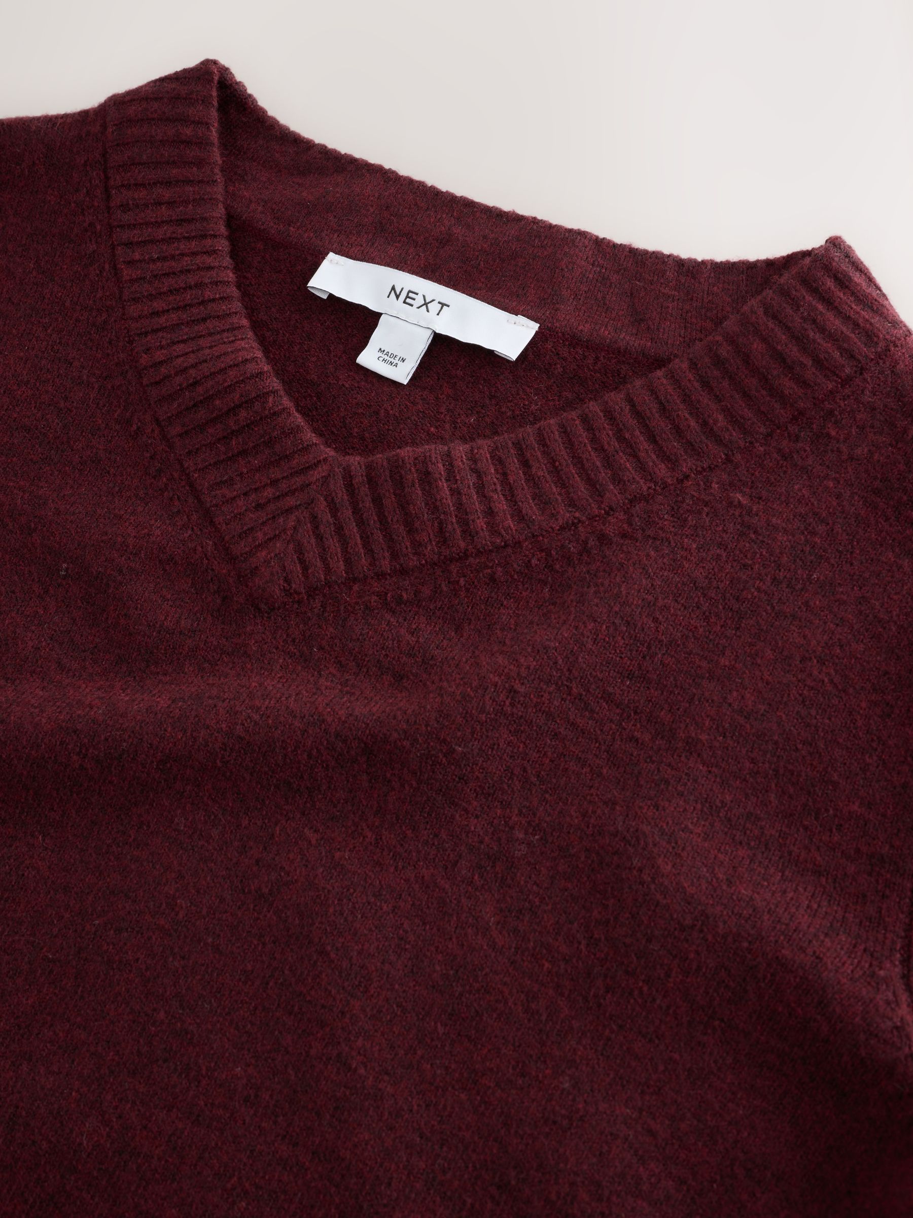 Supersoft V-Neck Long Sleeve Jumper - Burgundy Red - Regular - SIP Still Life