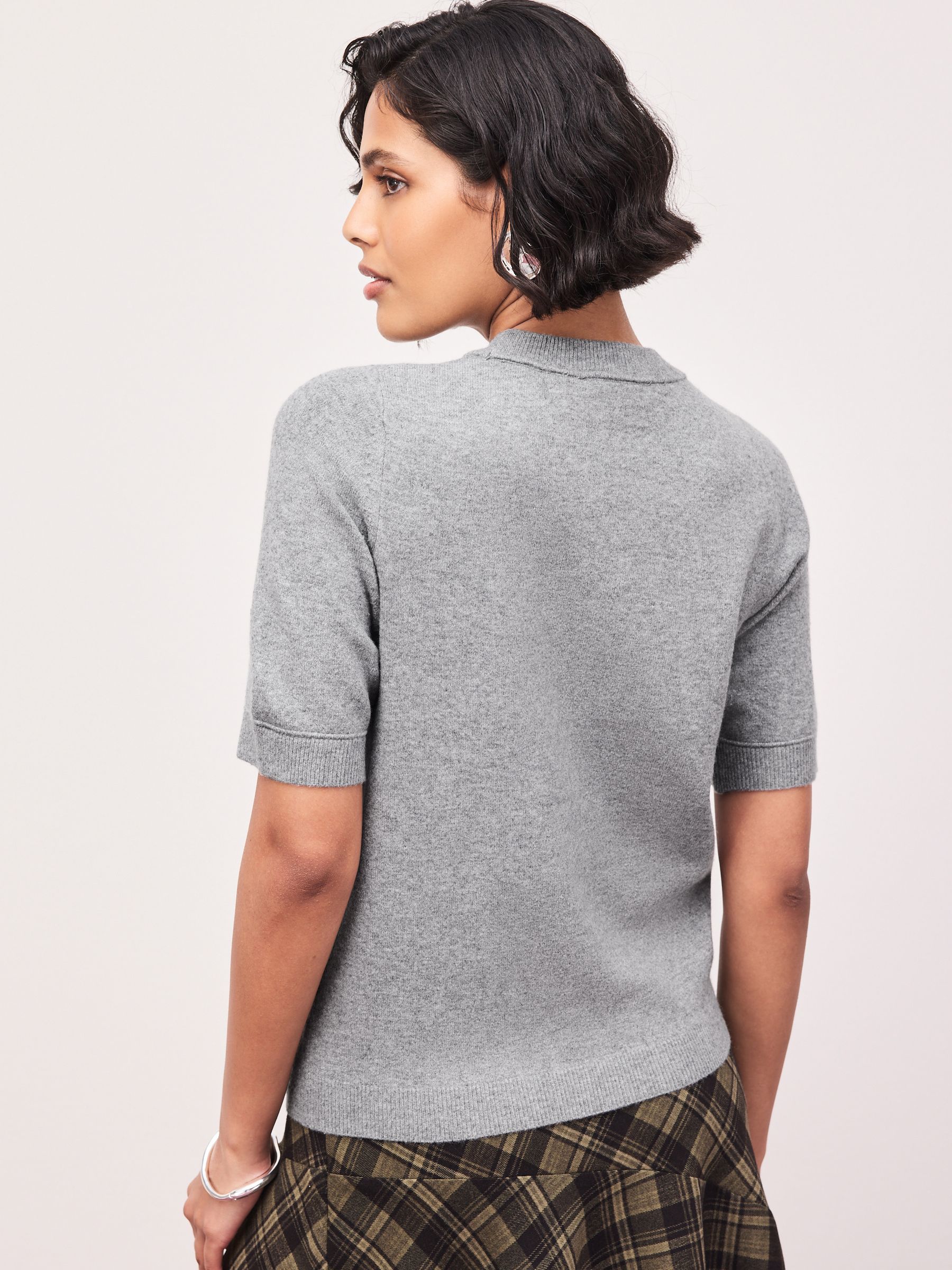 Supersoft Short Sleeve Knitted T-Shirt - Grey Marl - Regular - Location Worn