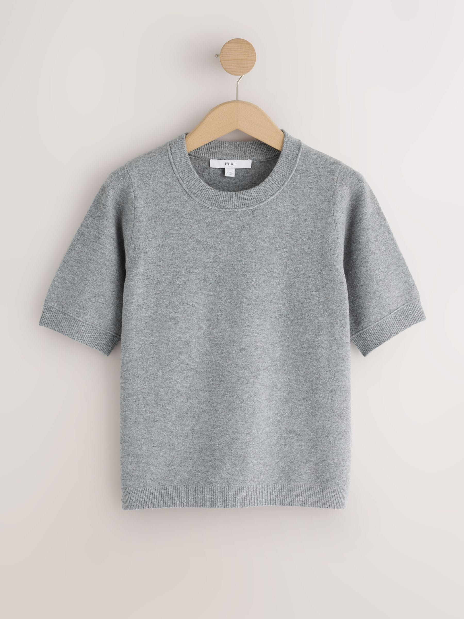 Supersoft Short Sleeve Knitted T-Shirt - Grey Marl - Regular - SIP Still Life