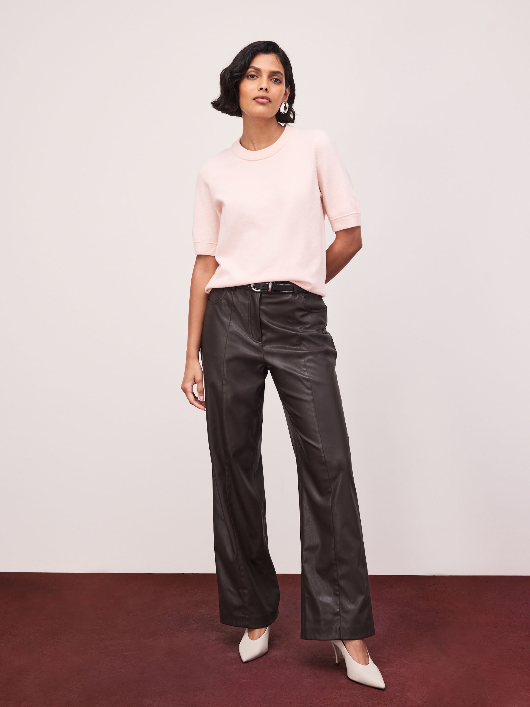 Supersoft Short Sleeve Knitted T-Shirt - Light Pink - Regular - Location Worn