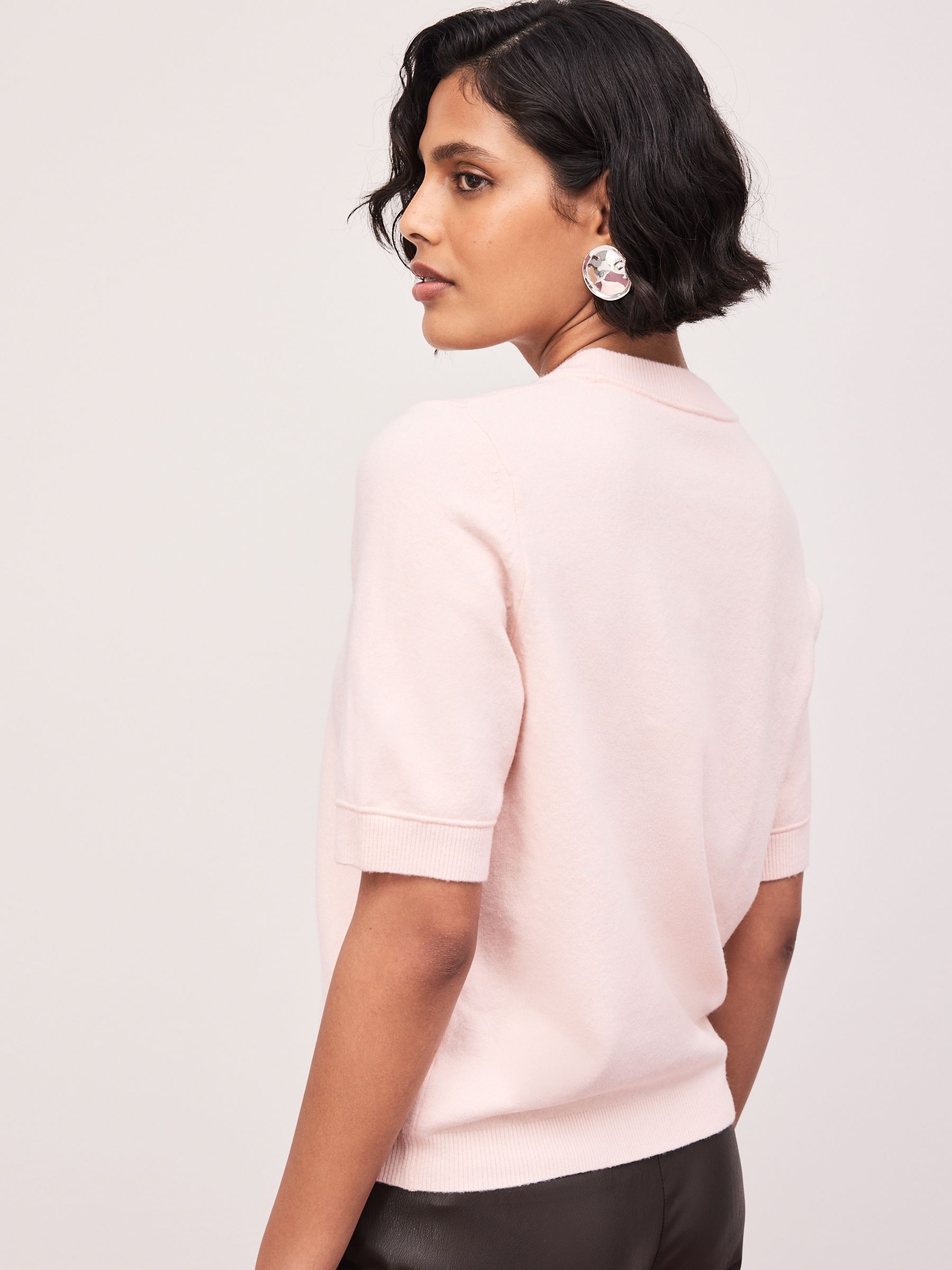 Supersoft Short Sleeve Knitted T-Shirt - Light Pink - Regular - Location Worn