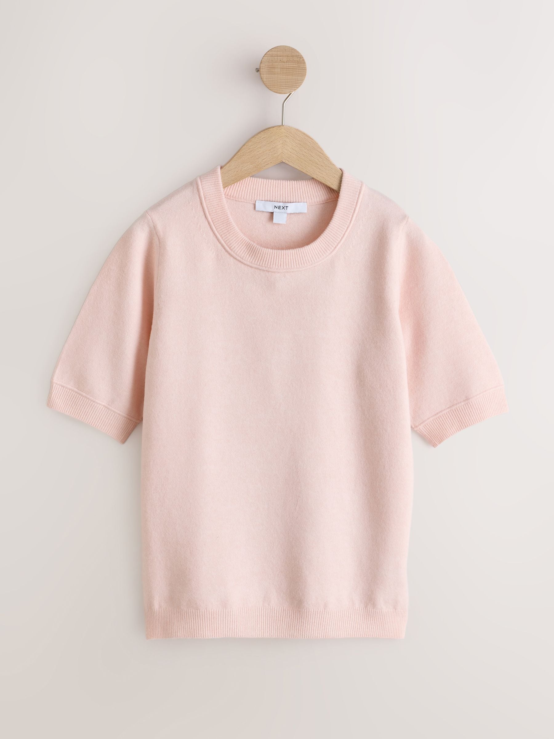 Supersoft Short Sleeve Knitted T-Shirt - Light Pink - Regular - SIP Still Life