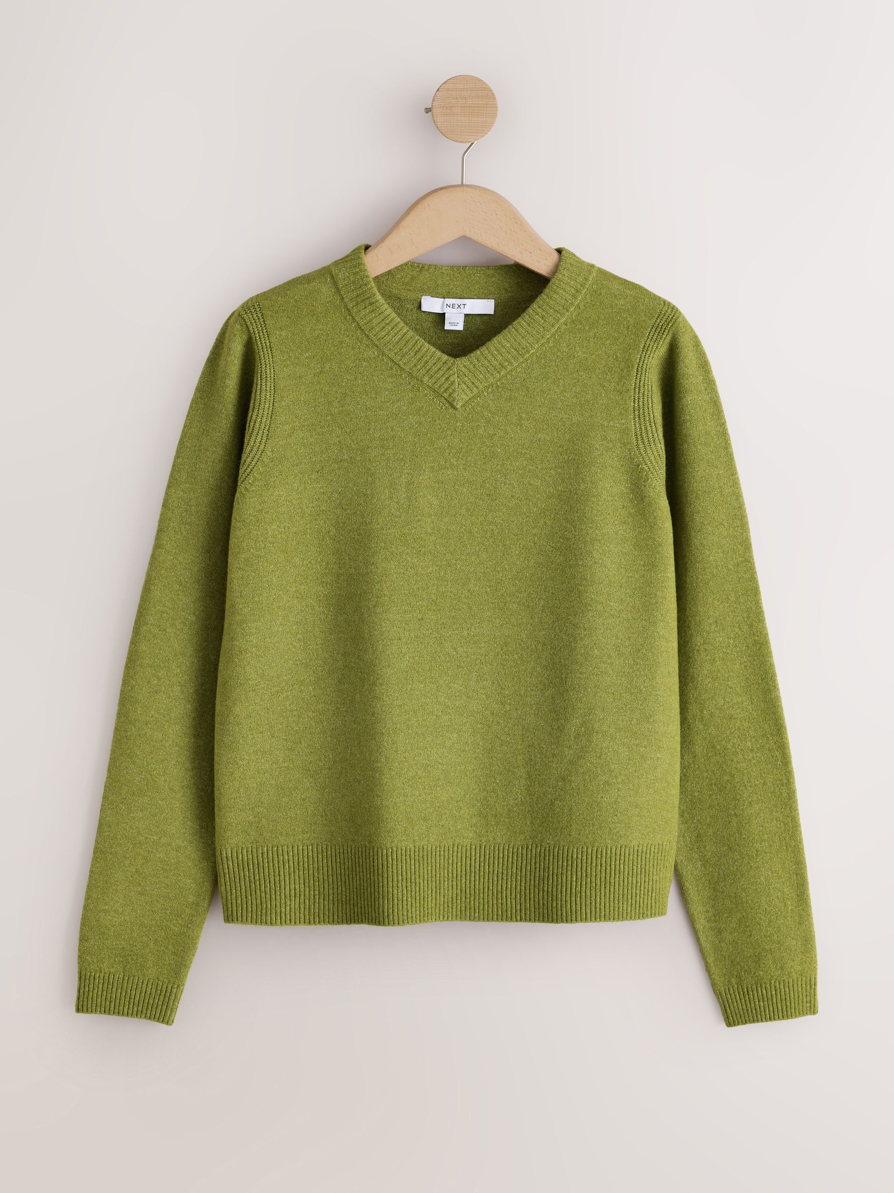 Supersoft V-Neck Long Sleeve Jumper - Green - Regular - SIP Still Life