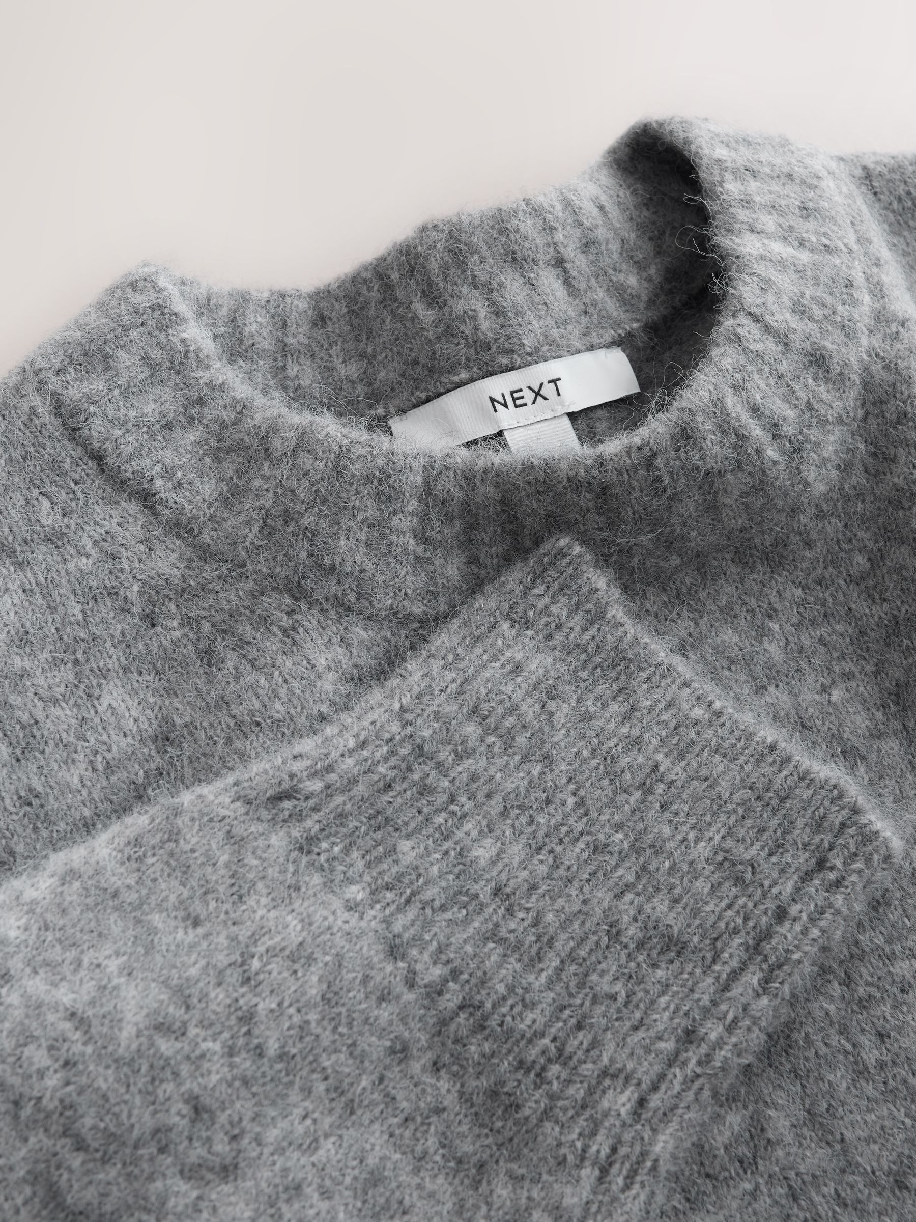 Long Sleeve Crew Neck Knitted Jumper With Wool - Grey Marl - Regular - SIP Still Life