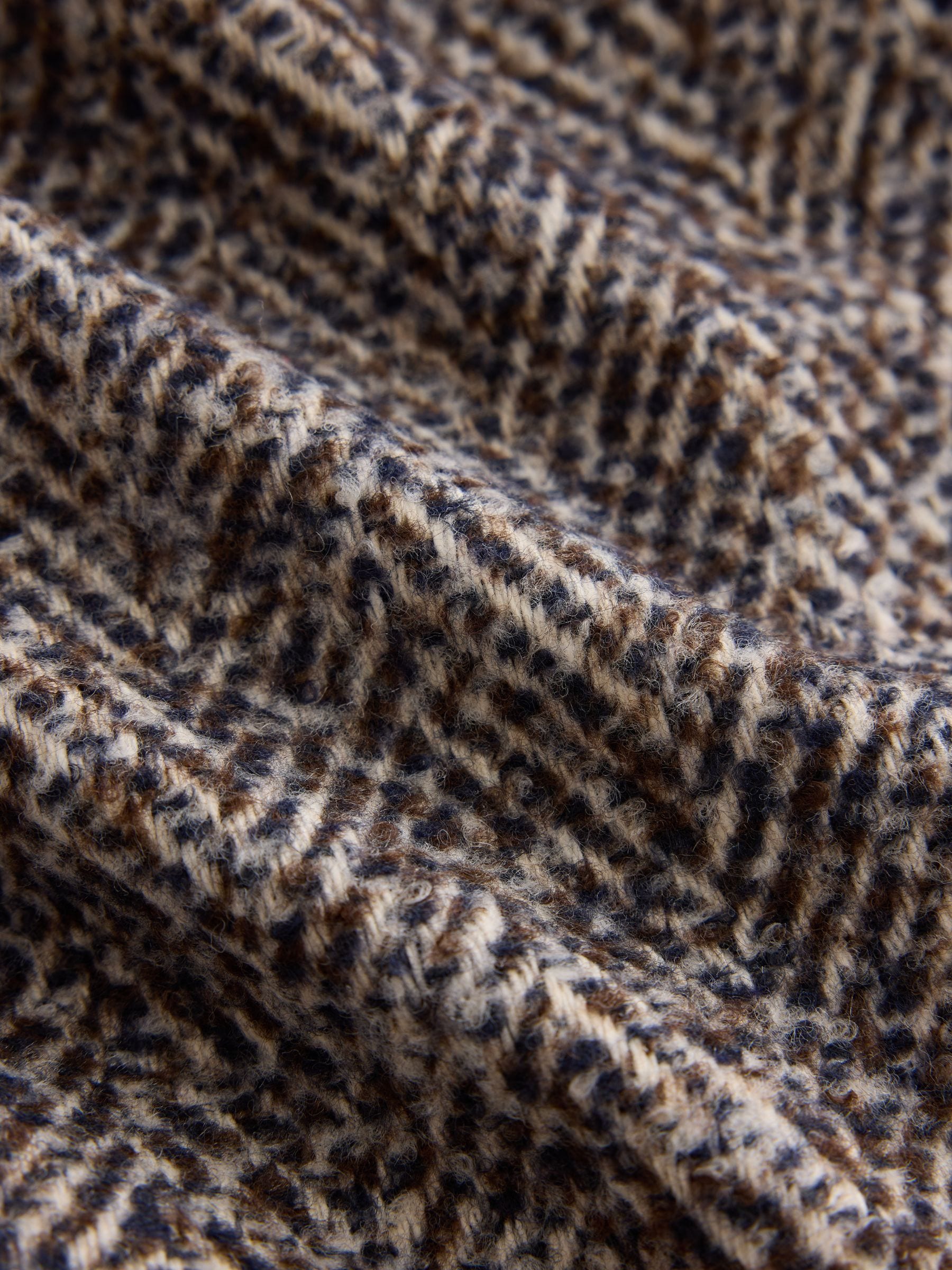 Herringbone Funnel Neck Longline Coat With Wool - Chocolate Brown Textured - Regular - SIP Still Life