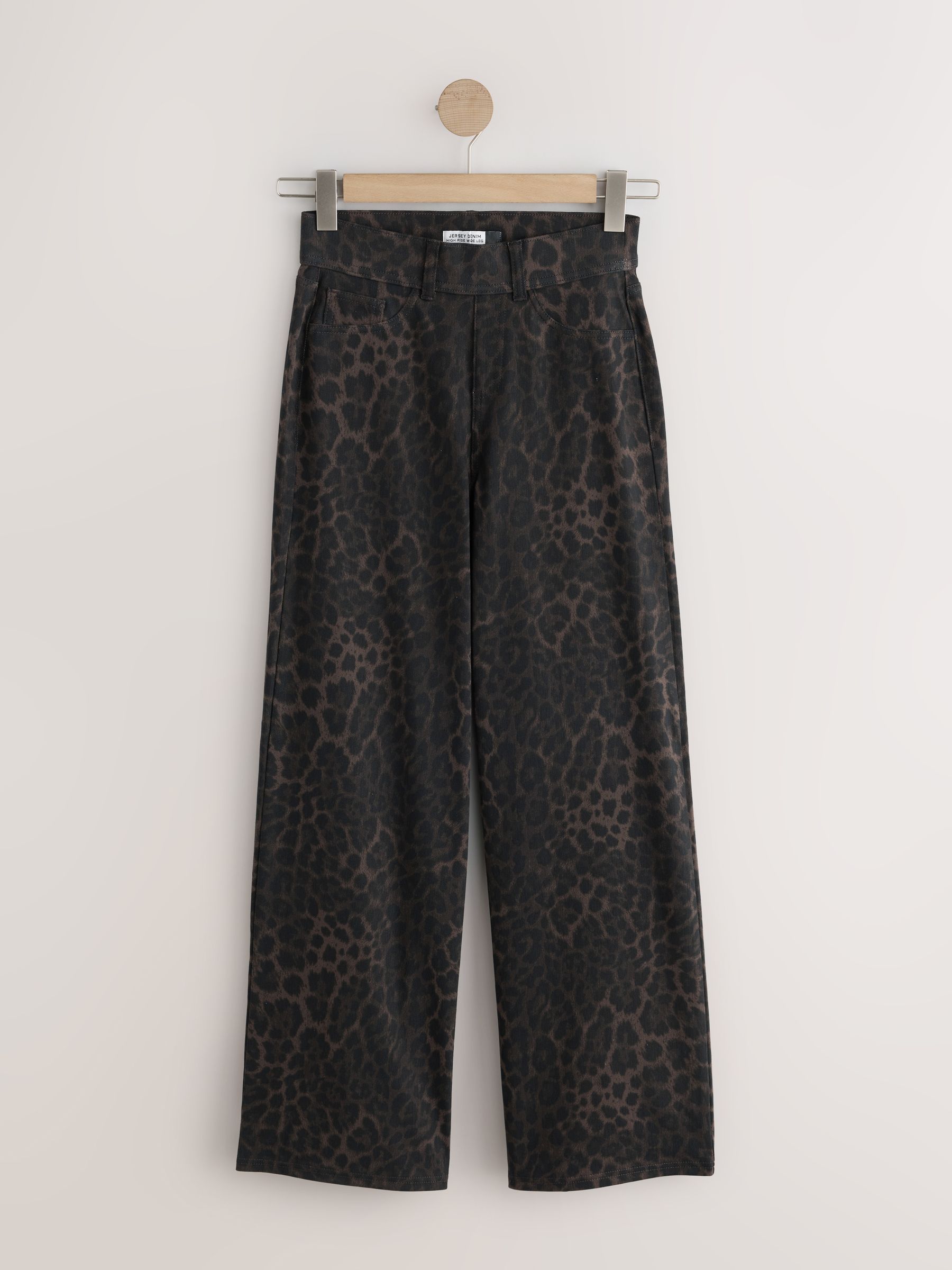 Jersey Denim Wide Leg Trousers - Leopard - Regular - SIP Still Life