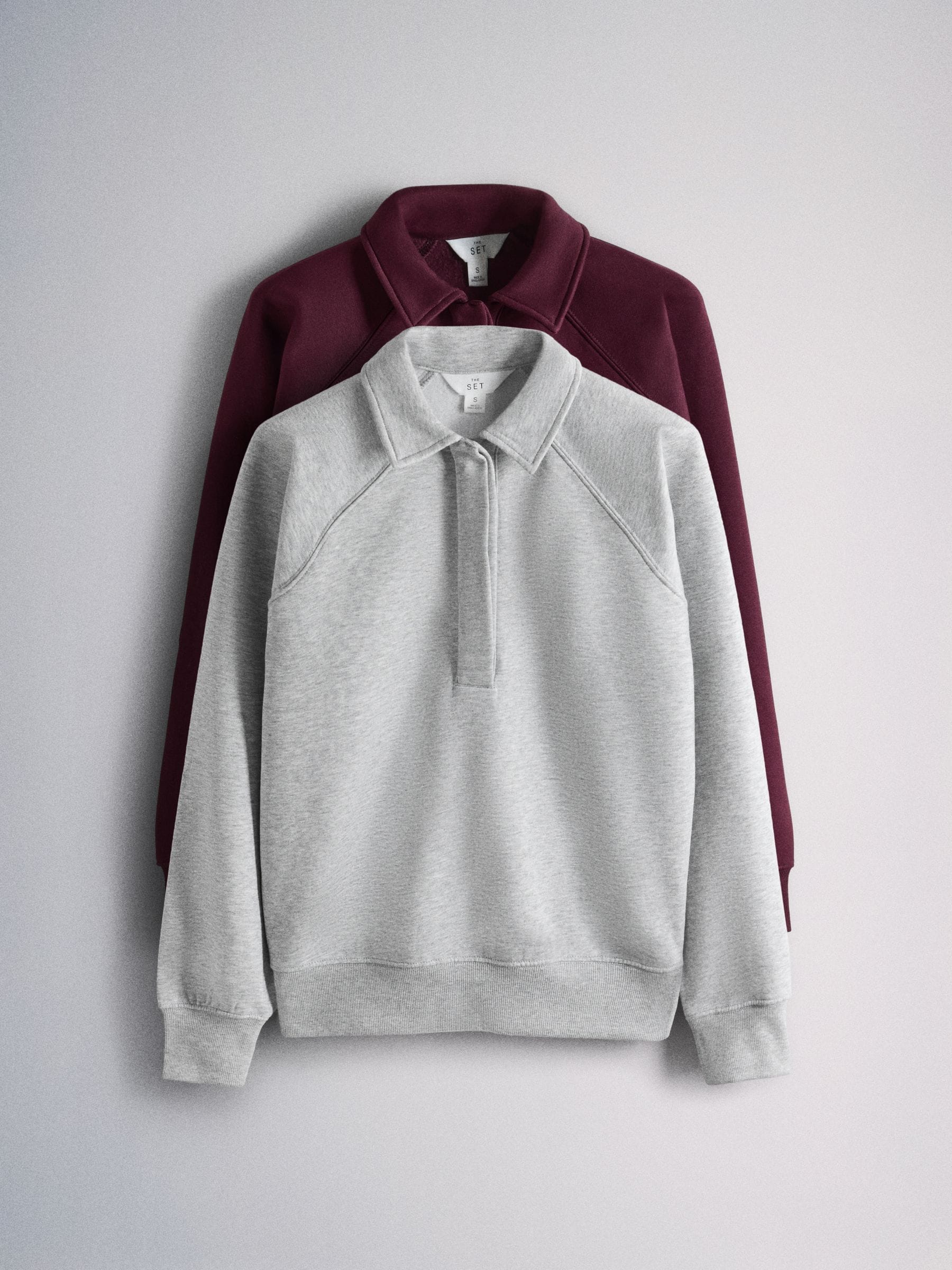 The Set 2 Pack Rugby Sweatshirts - Berry Pink/Grey Marl - Regular - SIP Still Life
