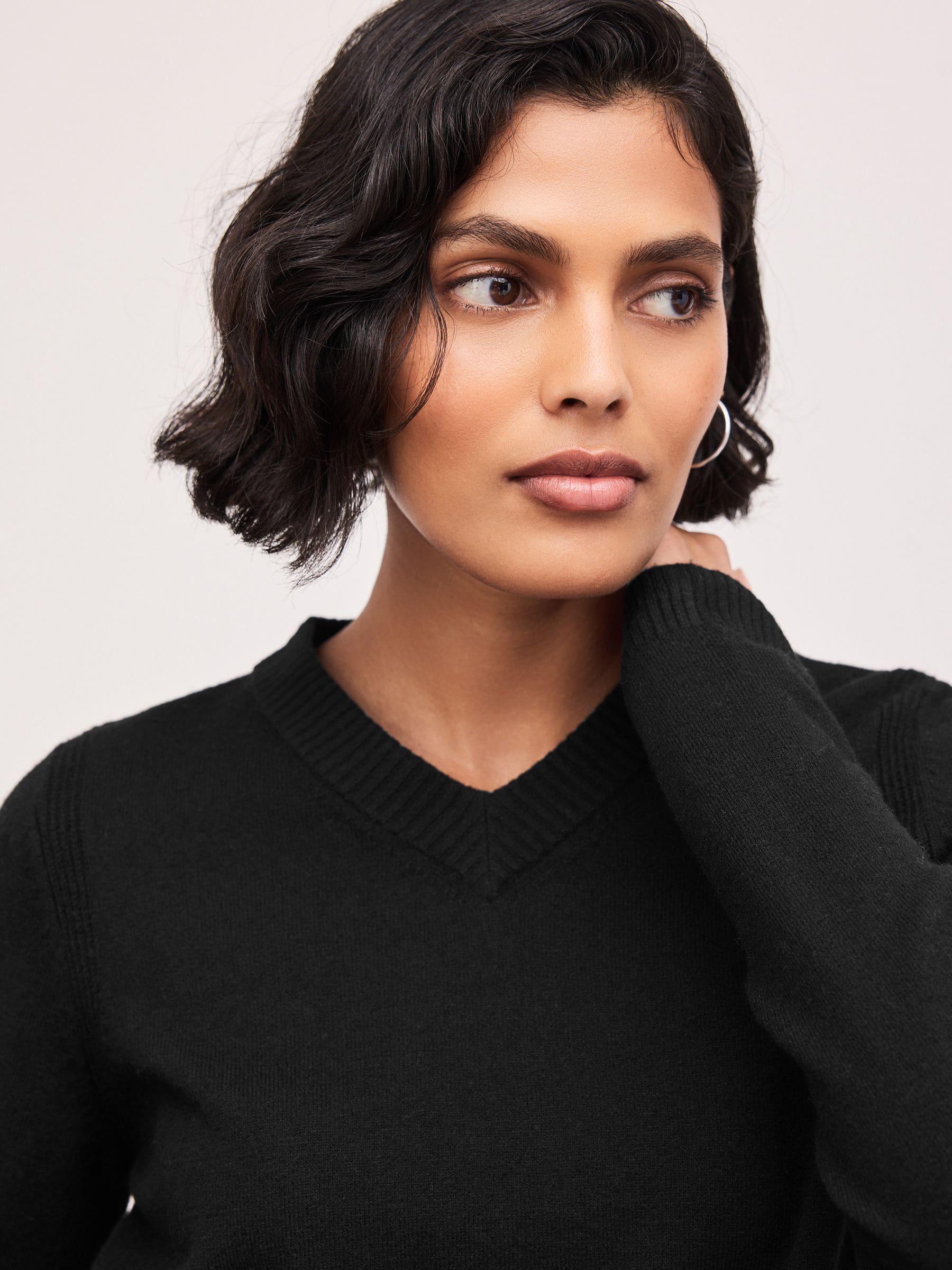 Supersoft V-Neck Long Sleeve Jumper - Black - Regular - Location Worn