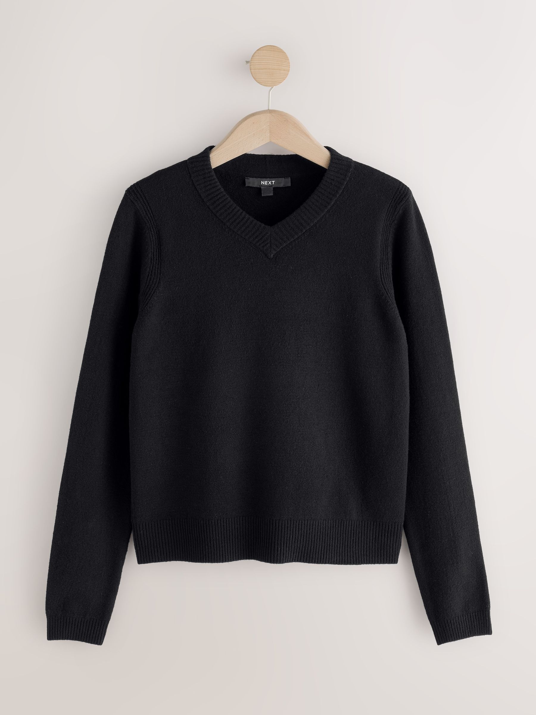 Supersoft V-Neck Long Sleeve Jumper - Black - Regular - SIP Still Life