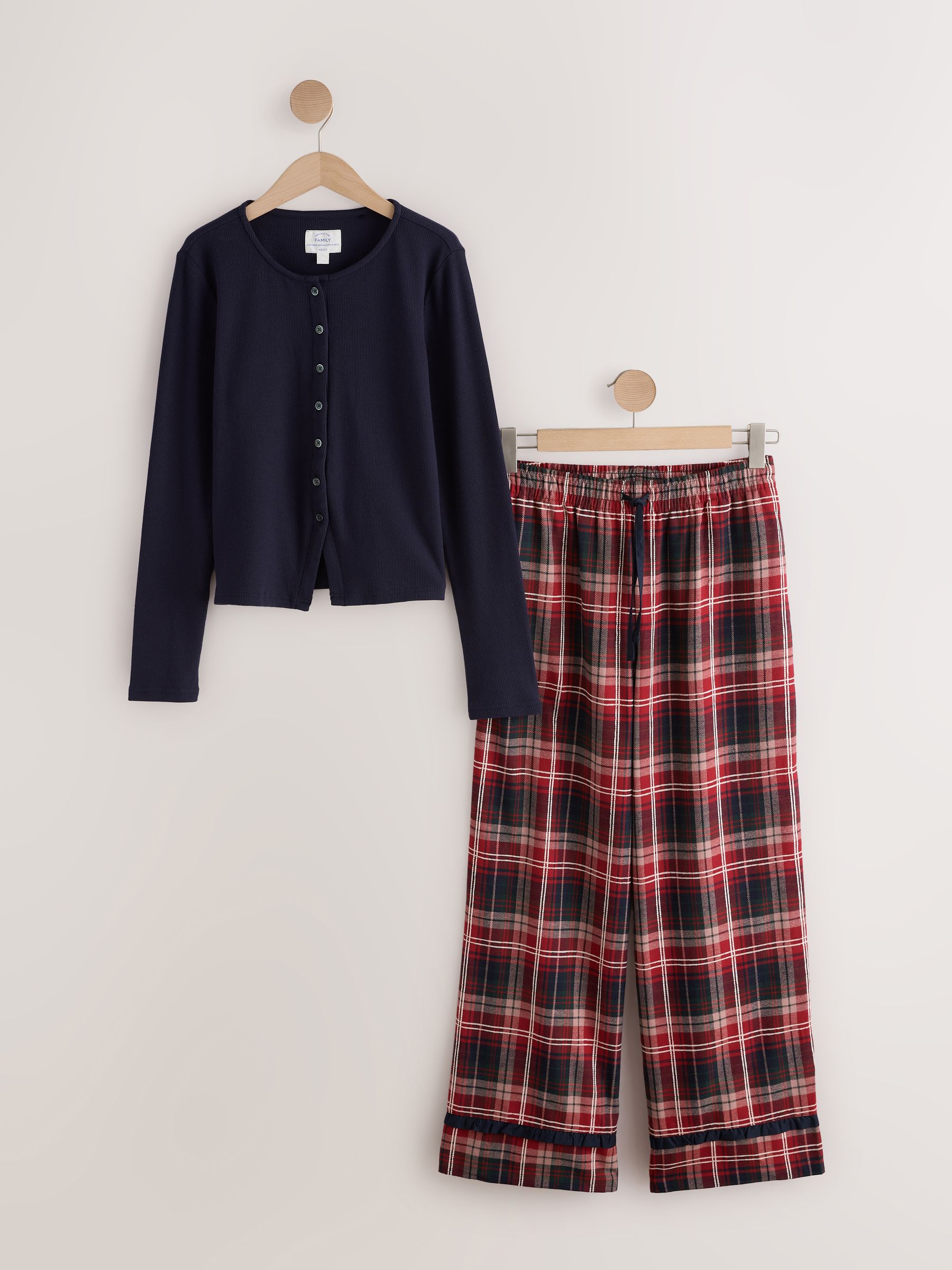 Matching Family Christmas Henley Pyjamas - Red/Navy - Regular - SIP Still Life