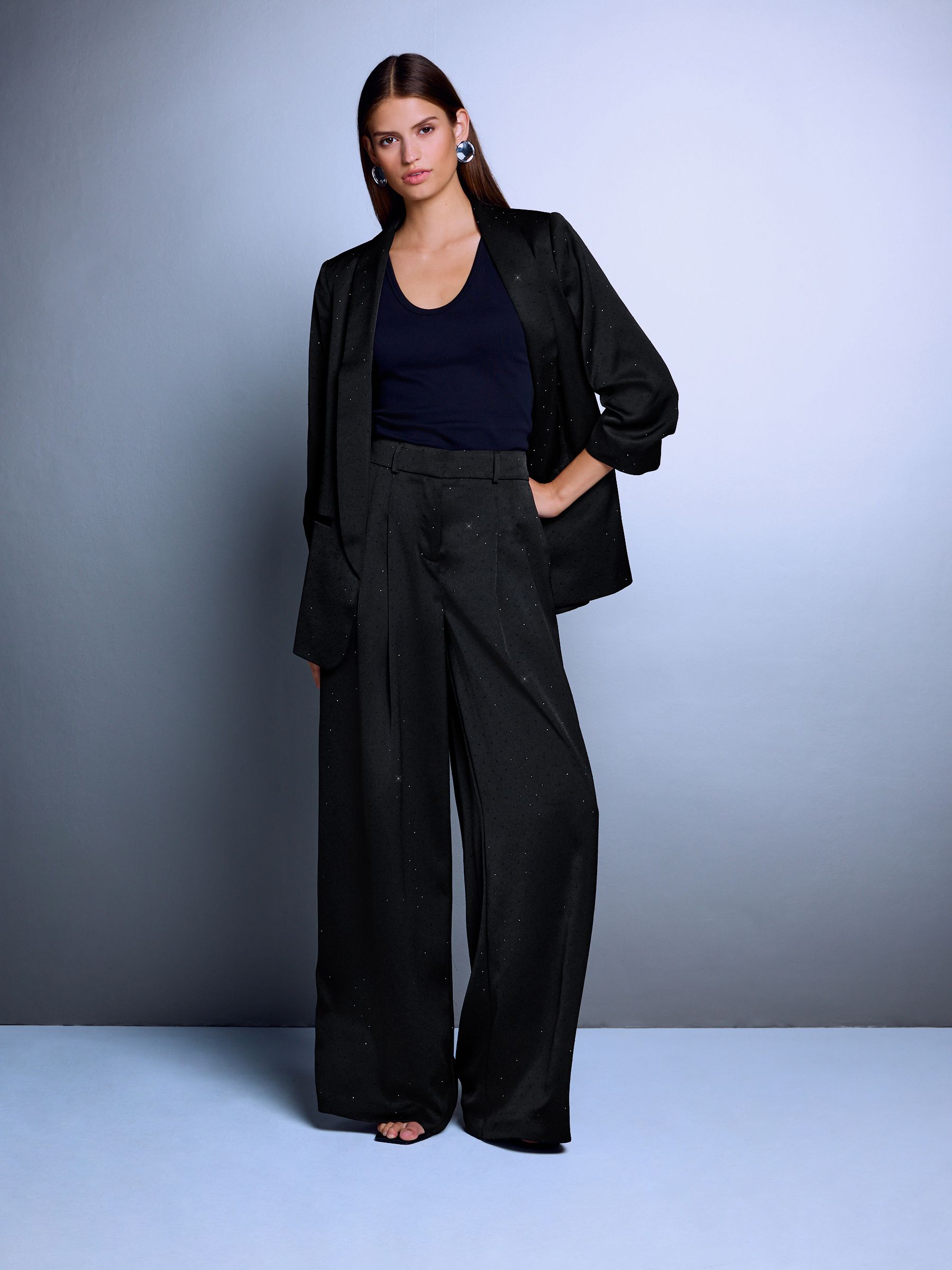Embellished Satin Trousers - black - Regular - Location Worn