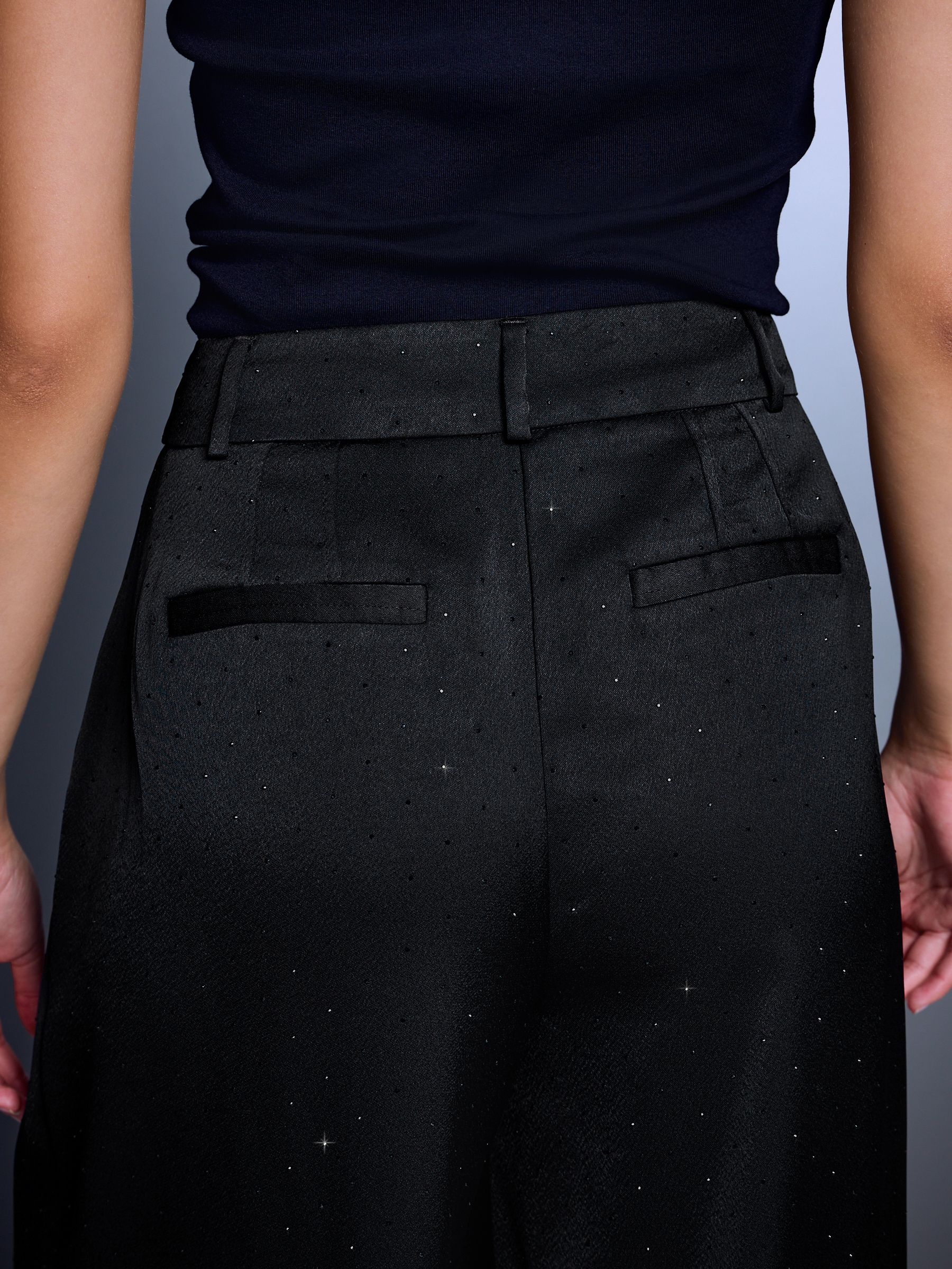 Embellished Satin Trousers - black - Regular - Location Worn