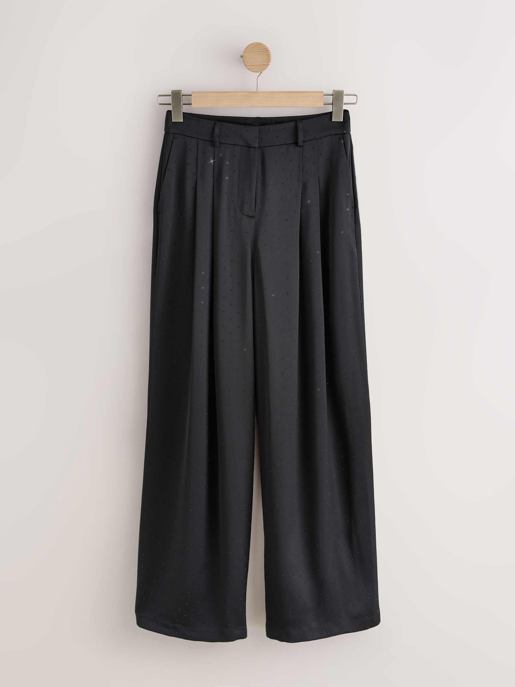Embellished Satin Trousers - black - Regular - SIP Still Life