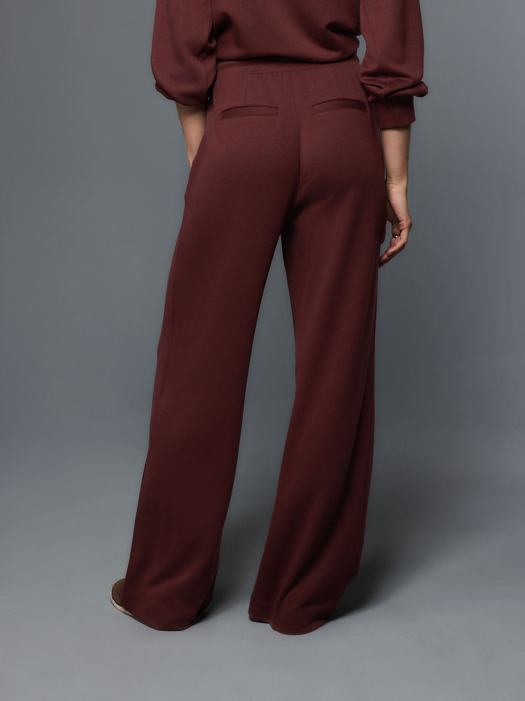 Wide Leg Joggers - Burgundy Red - Petite - Location Worn