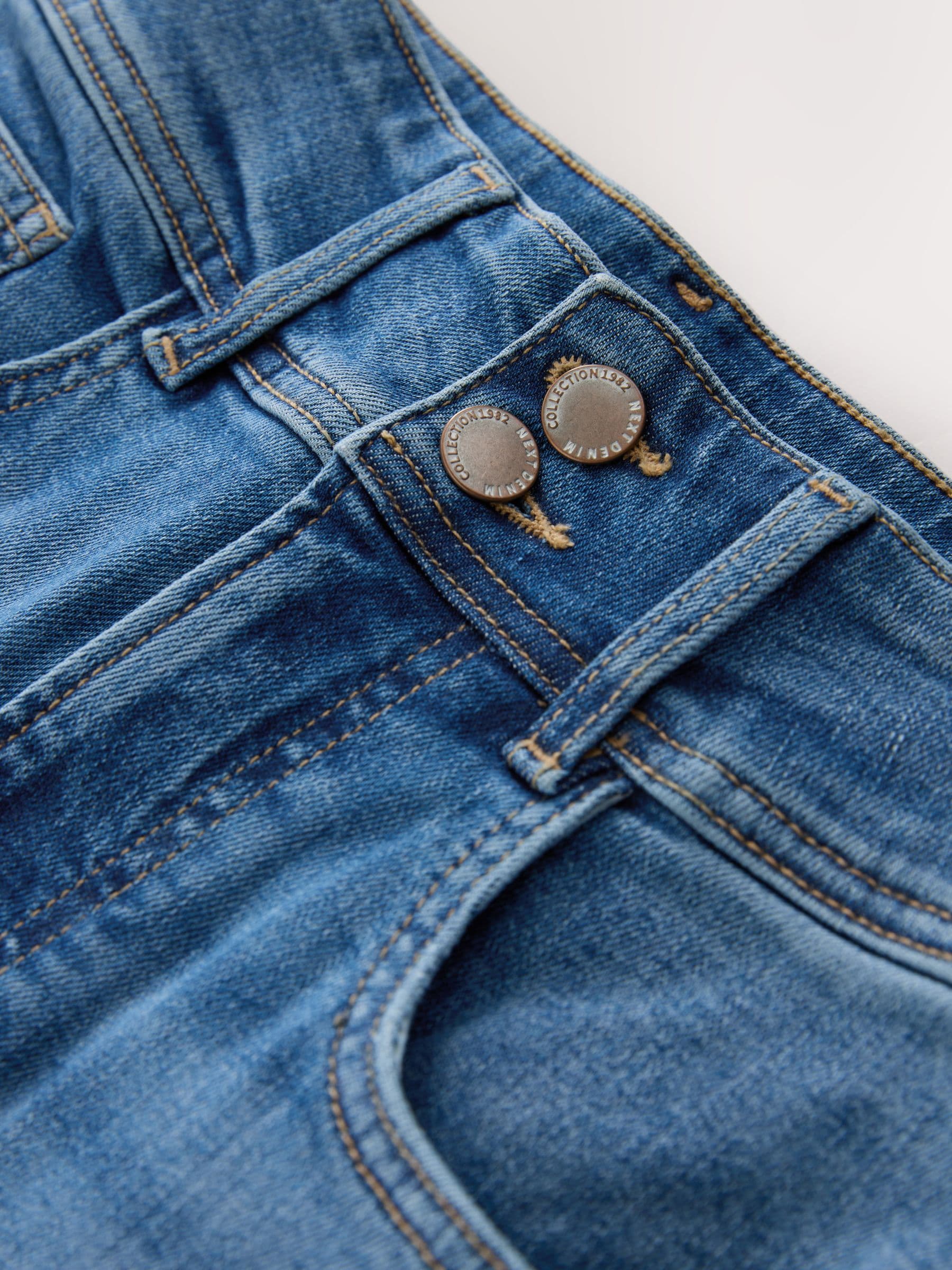 High Rise Stretch Wide Leg Jeans - Mid Blue - Petite - SIP Still Life